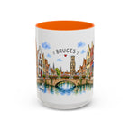 Bruges Illustrated Travel Mug | Belgium Souvenir Accent Coffee Mug | 11oz 15oz Ceramic Cup