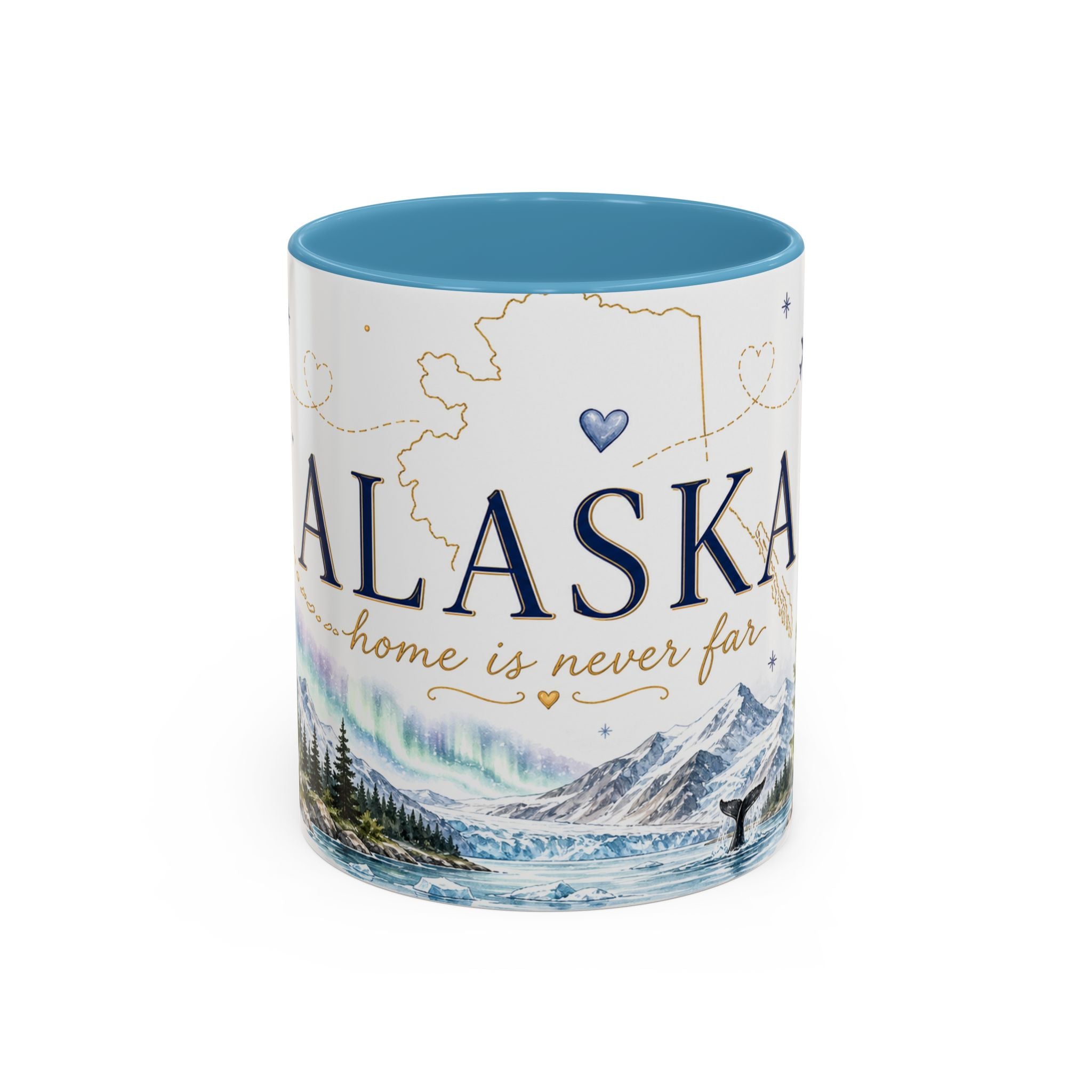 Alaska State Map Mug | Northern Lights, Mountains, Glaciers | Moving Away Gift