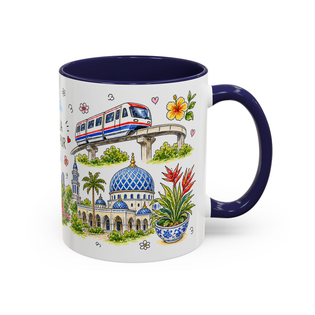 Kuala Lumpur Illustrated Travel Mug | City Souvenir Accent Coffee Mug | 11oz 15oz Ceramic Cup