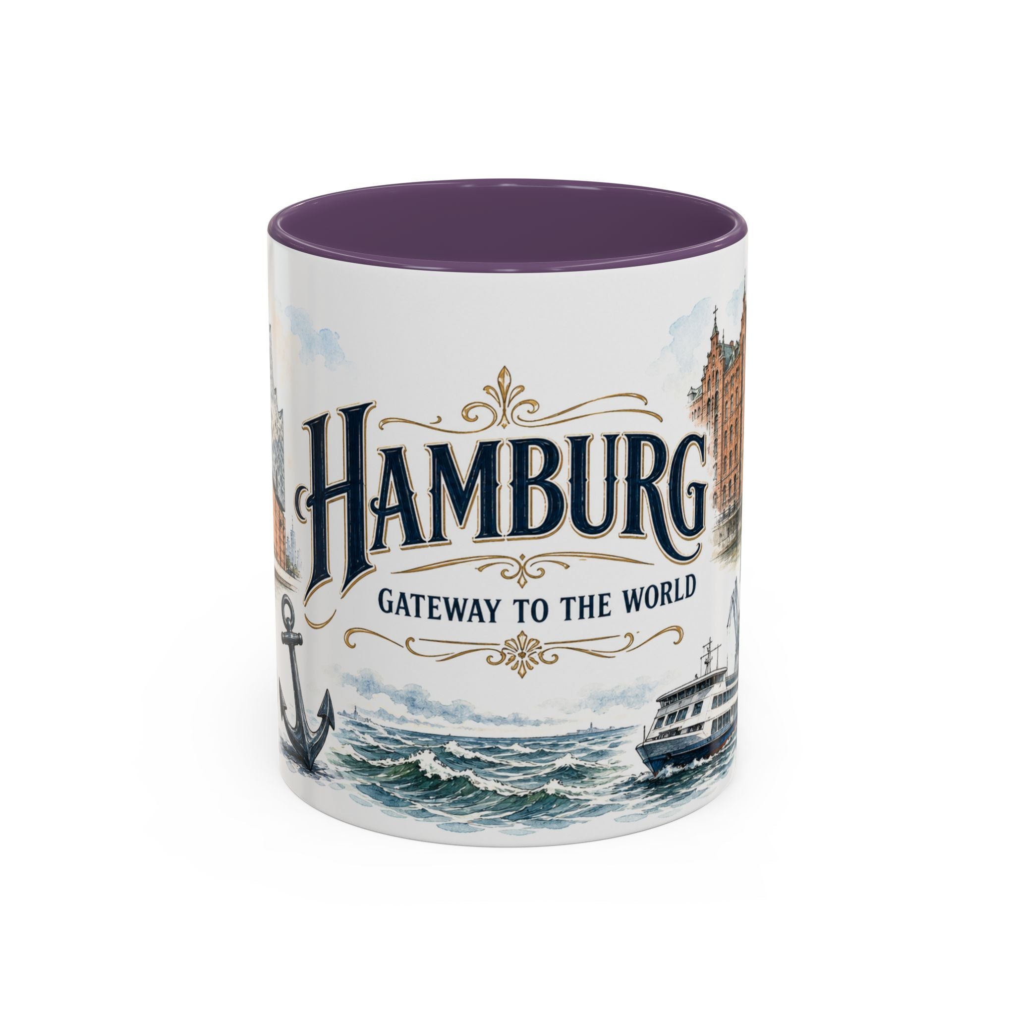 Hamburg Coffee Mug | Germany Travel Souvenir | Vintage Illustrated City Gift | 11 oz 15 oz Accent Mug