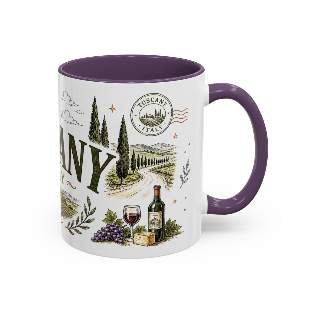 Tuscany Coffee Mug | Travel Destination Souvenir Gift | Accent Color Ceramic 11oz 15oz