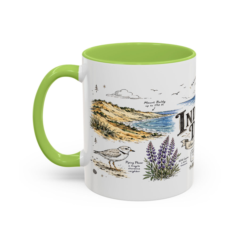 Indiana Dunes National Park Coffee Mug | Indiana Lake Michigan Beach Gift | Accent Color Ceramic 11oz 15oz