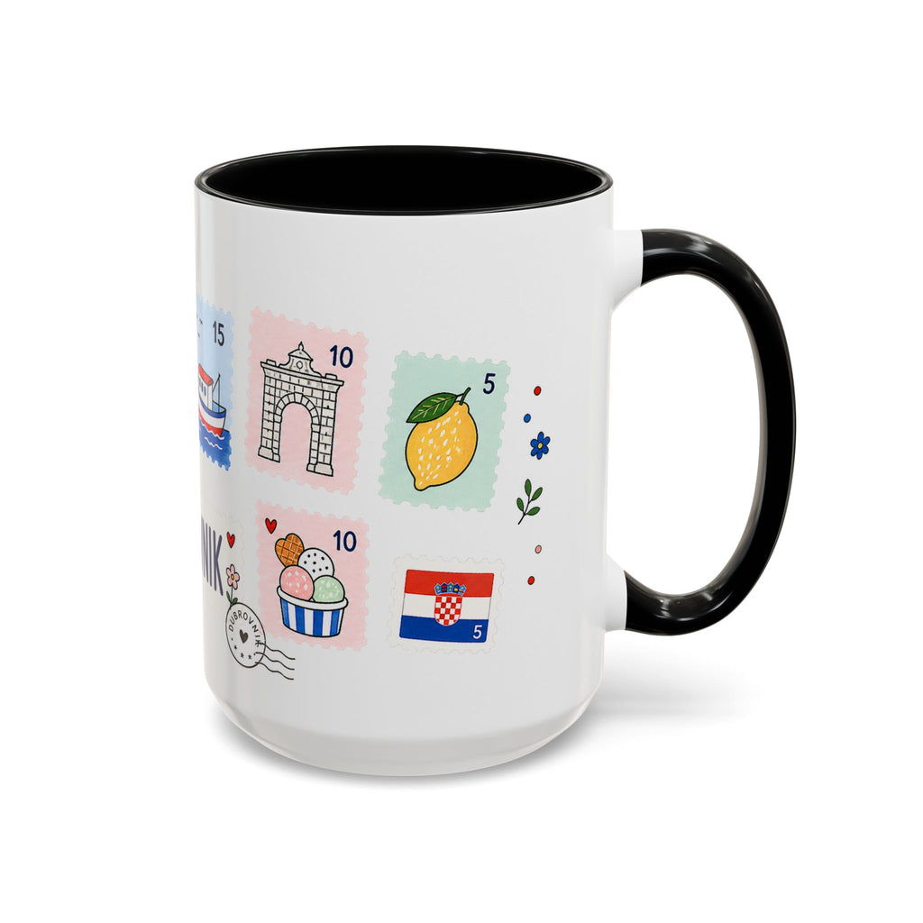 Dubrovnik Coffee Mug | Postage Stamp Collage Mug | Travel Souvenir Accent Cup 11oz 15oz