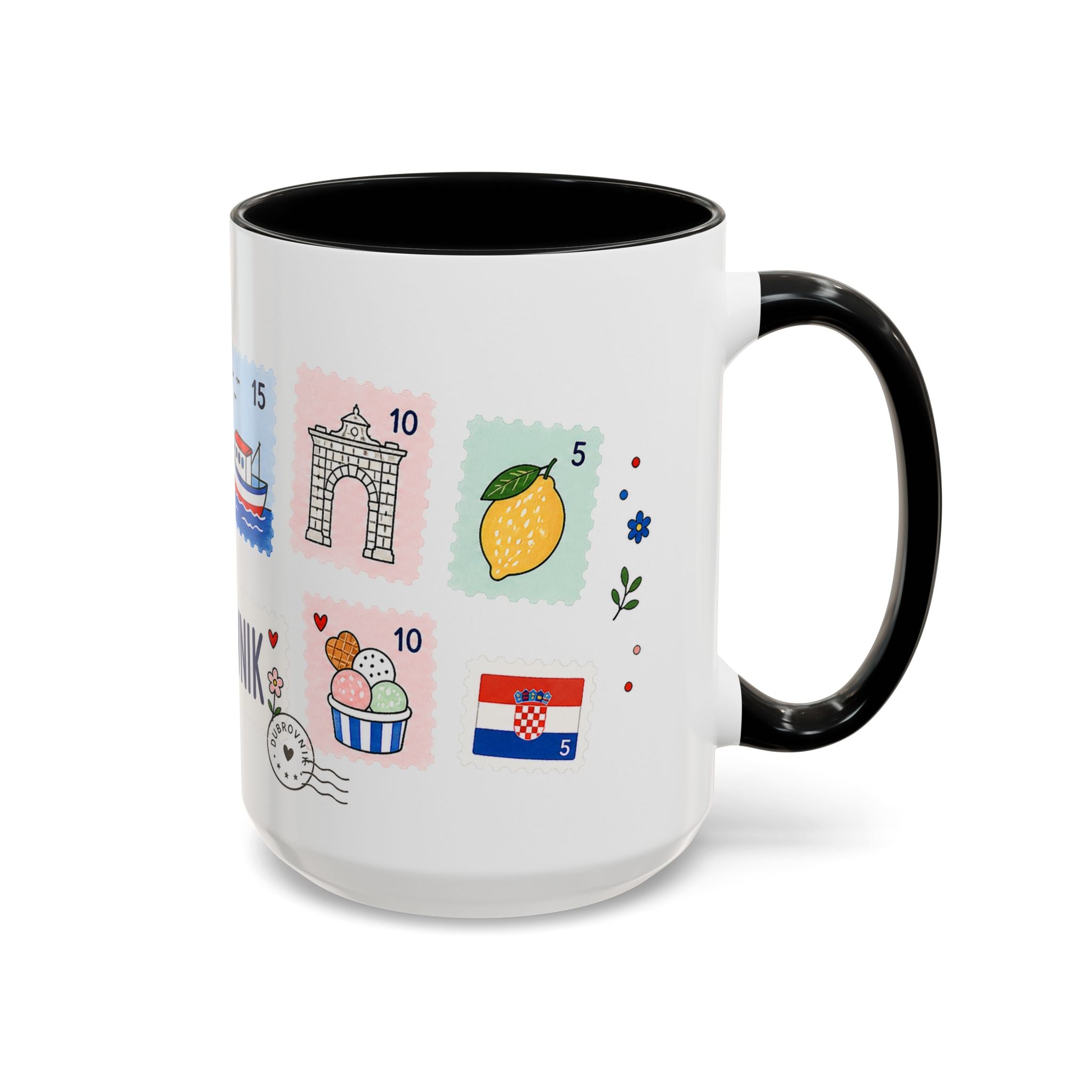 Dubrovnik Coffee Mug | Postage Stamp Collage Mug | Travel Souvenir Accent Cup 11oz 15oz