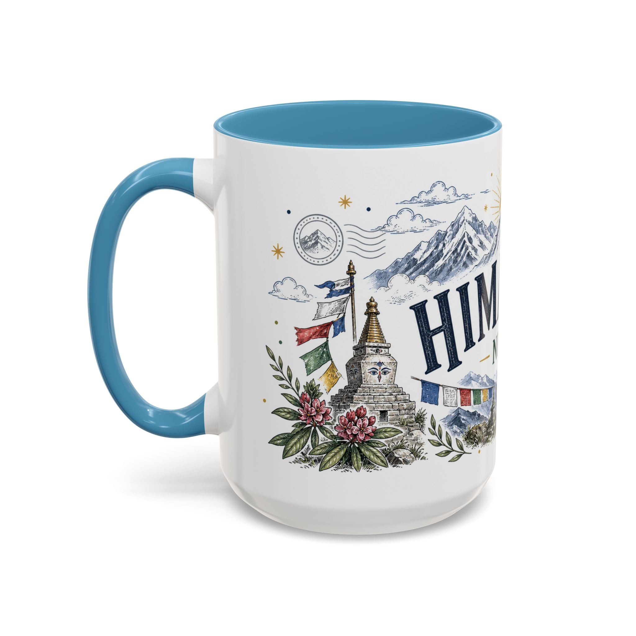 Himalaya Coffee Mug | Travel Destination Souvenir Gift | Accent Color Ceramic 11oz 15oz