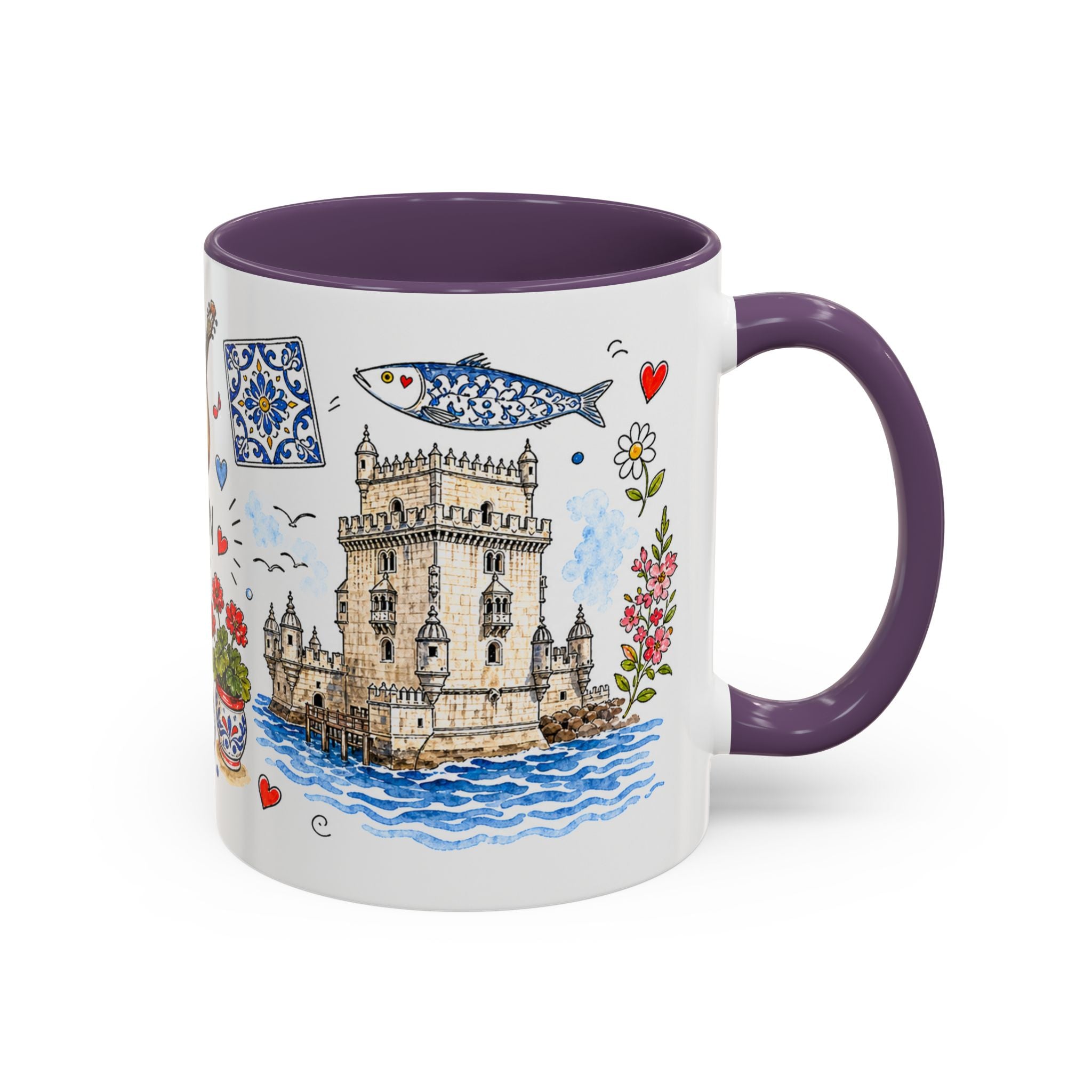 Lisbon Travel Mug | European City Souvenir Accent Coffee Mug | 11oz 15oz Ceramic Cup