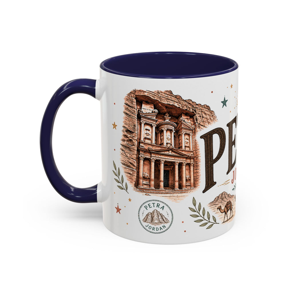 Petra Coffee Mug | Travel Destination Souvenir Gift | Accent Color Ceramic 11oz 15oz