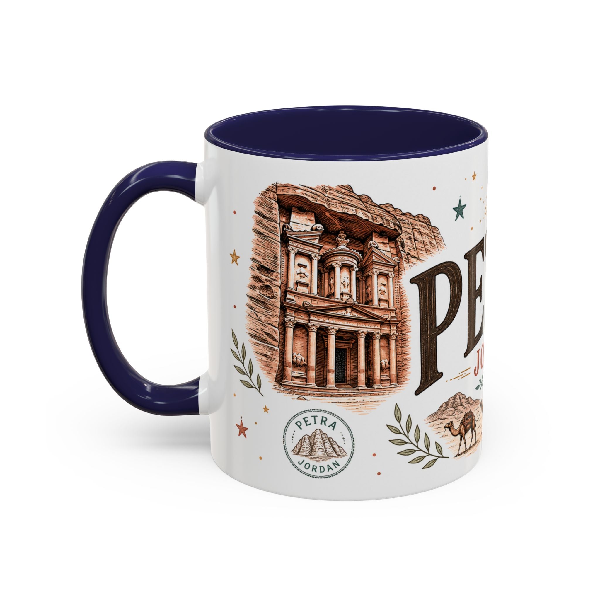 Petra Coffee Mug | Travel Destination Souvenir Gift | Accent Color Ceramic 11oz 15oz