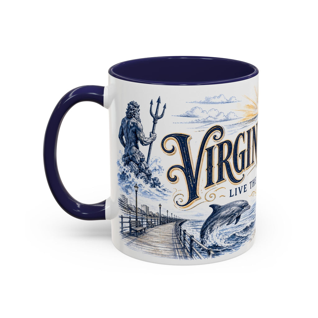 Virginia Beach Coffee Mug | United States Travel Souvenir | Vintage Illustrated City Gift | 11 oz 15 oz Accent Mug