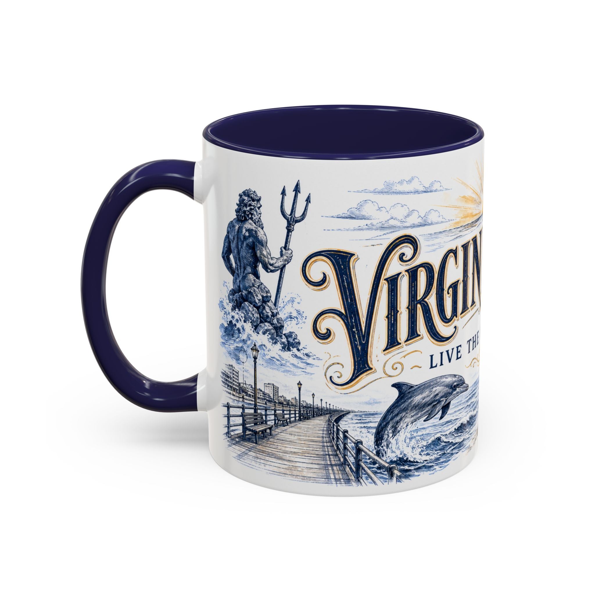 Virginia Beach Coffee Mug | United States Travel Souvenir | Vintage Illustrated City Gift | 11 oz 15 oz Accent Mug