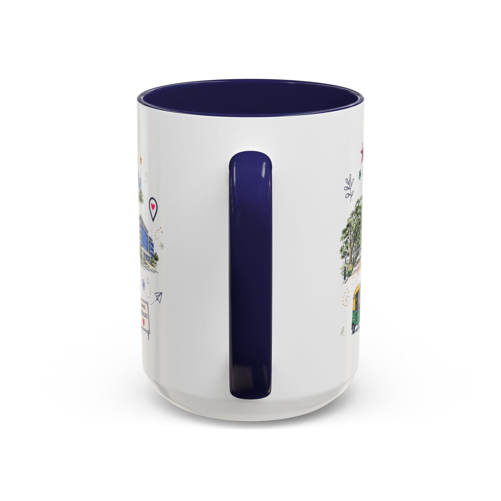 Bangalore Coffee Mug | India Souvenir Travel Gift | Accent Color Ceramic 11oz 15oz