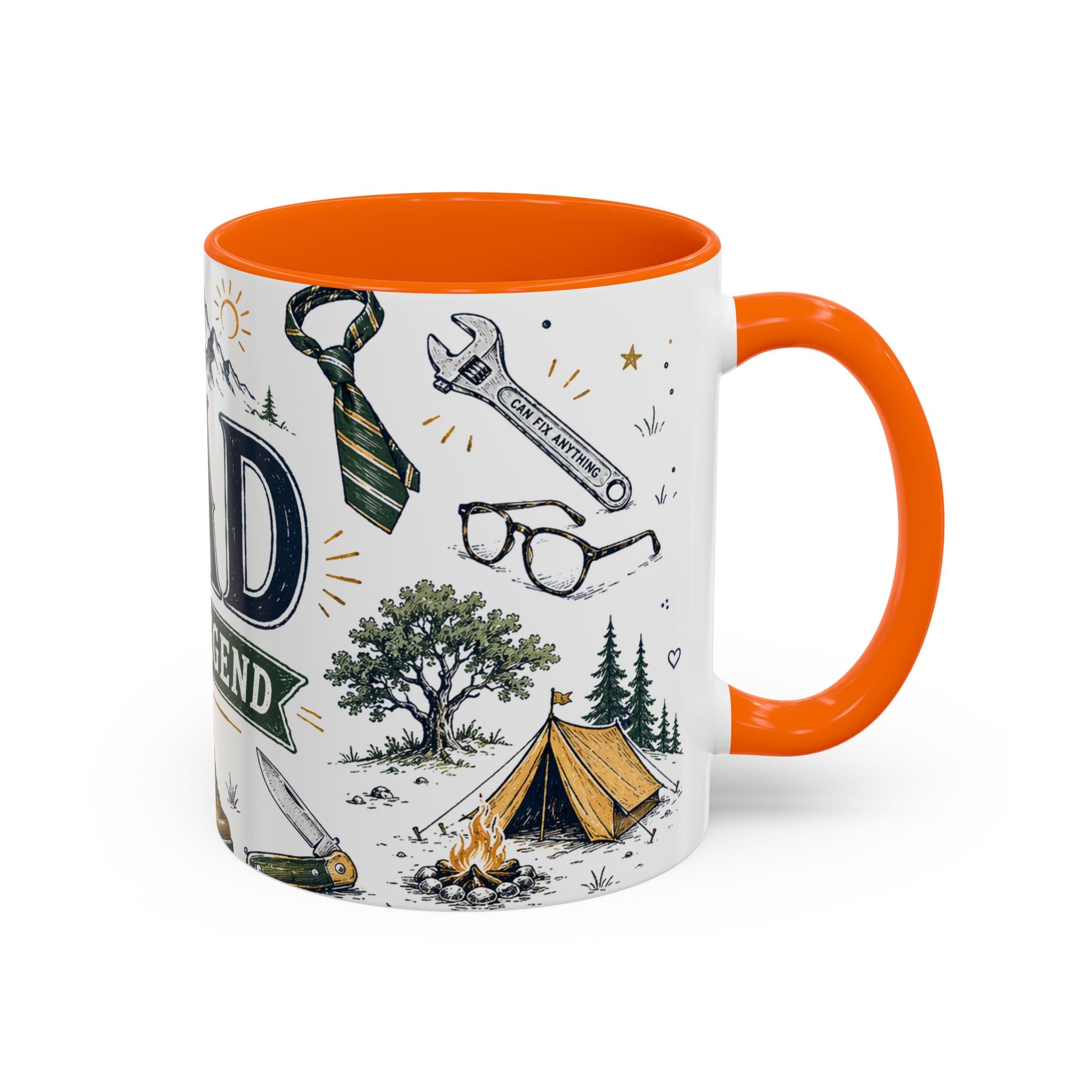 Dad The Legend Coffee Mug | Father's Day Gift for Dad | Accent Color Ceramic 11oz 15oz
