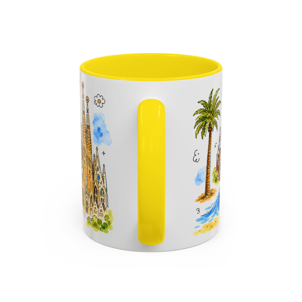 Barcelona Travel Mug | European City Souvenir Accent Coffee Mug | 11oz 15oz Ceramic Cup