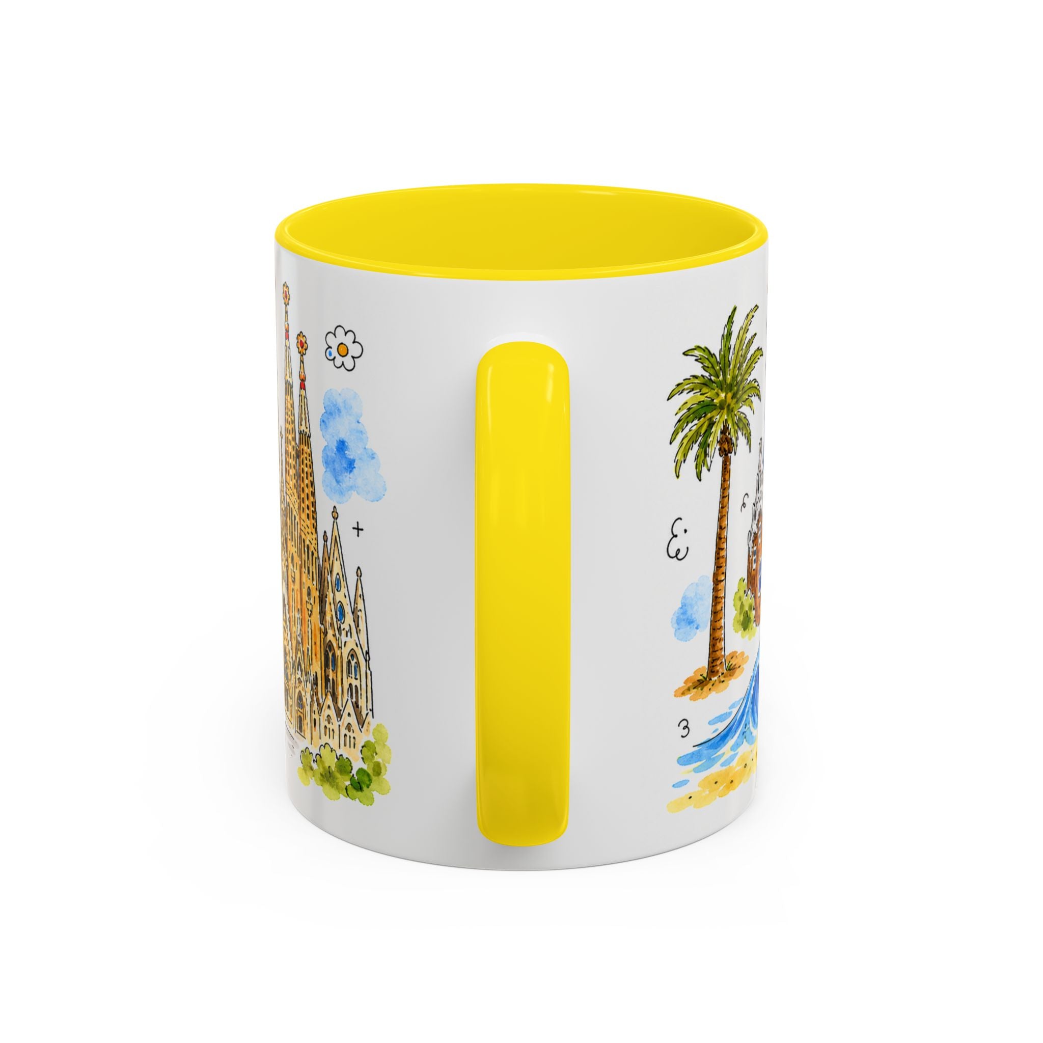 Barcelona Travel Mug | European City Souvenir Accent Coffee Mug | 11oz 15oz Ceramic Cup