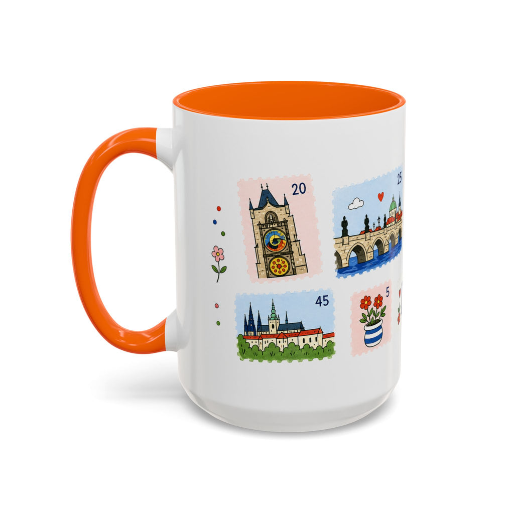 Prague Coffee Mug | Postage Stamp Collage Mug | Travel Souvenir Accent Cup 11oz 15oz