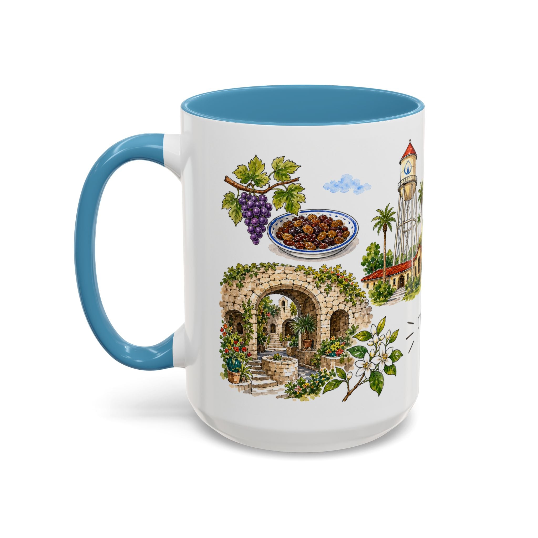 Fresno Illustrated Travel Mug | City Souvenir Accent Coffee Mug | 11oz 15oz Ceramic Cup