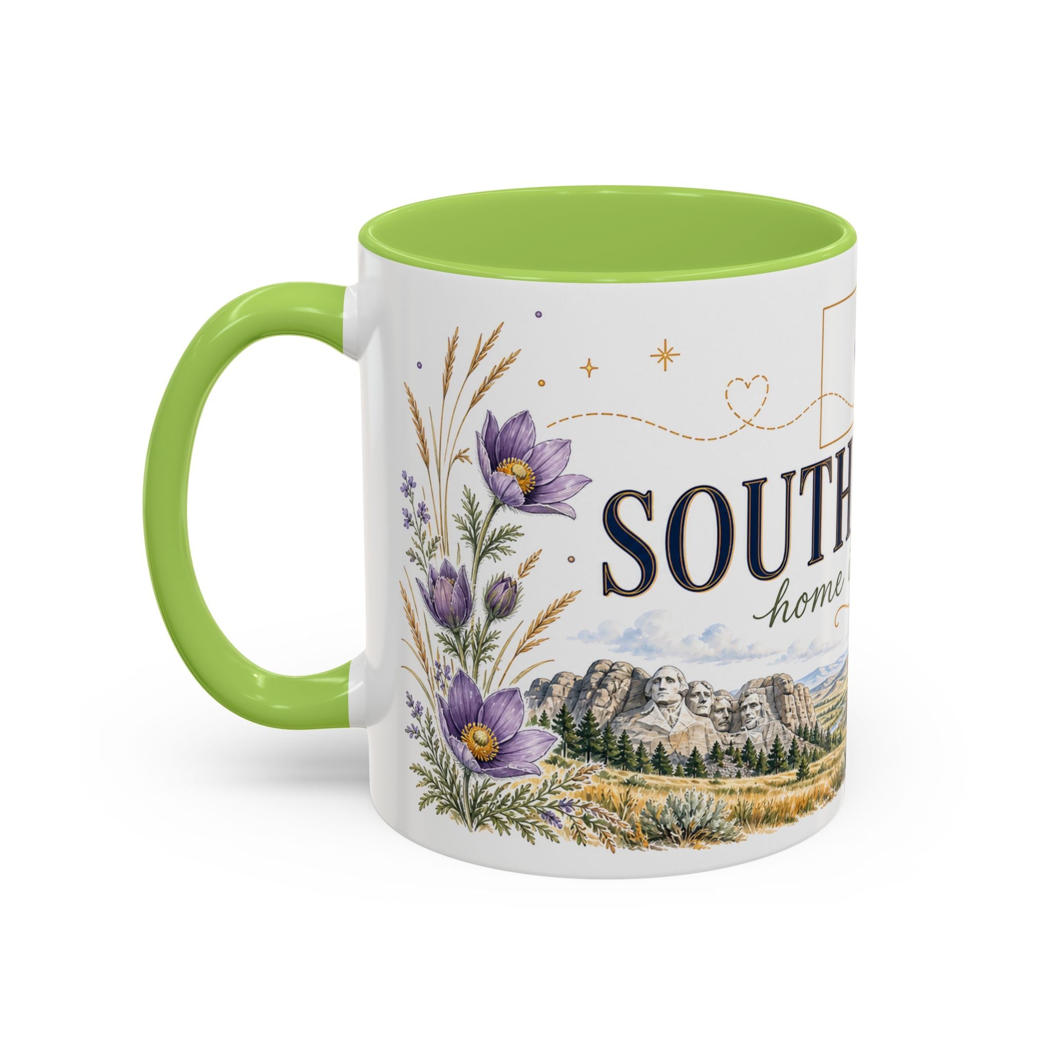 South Dakota State Map Mug | Botanical Accents, Homesick Gift (11oz or 15oz)