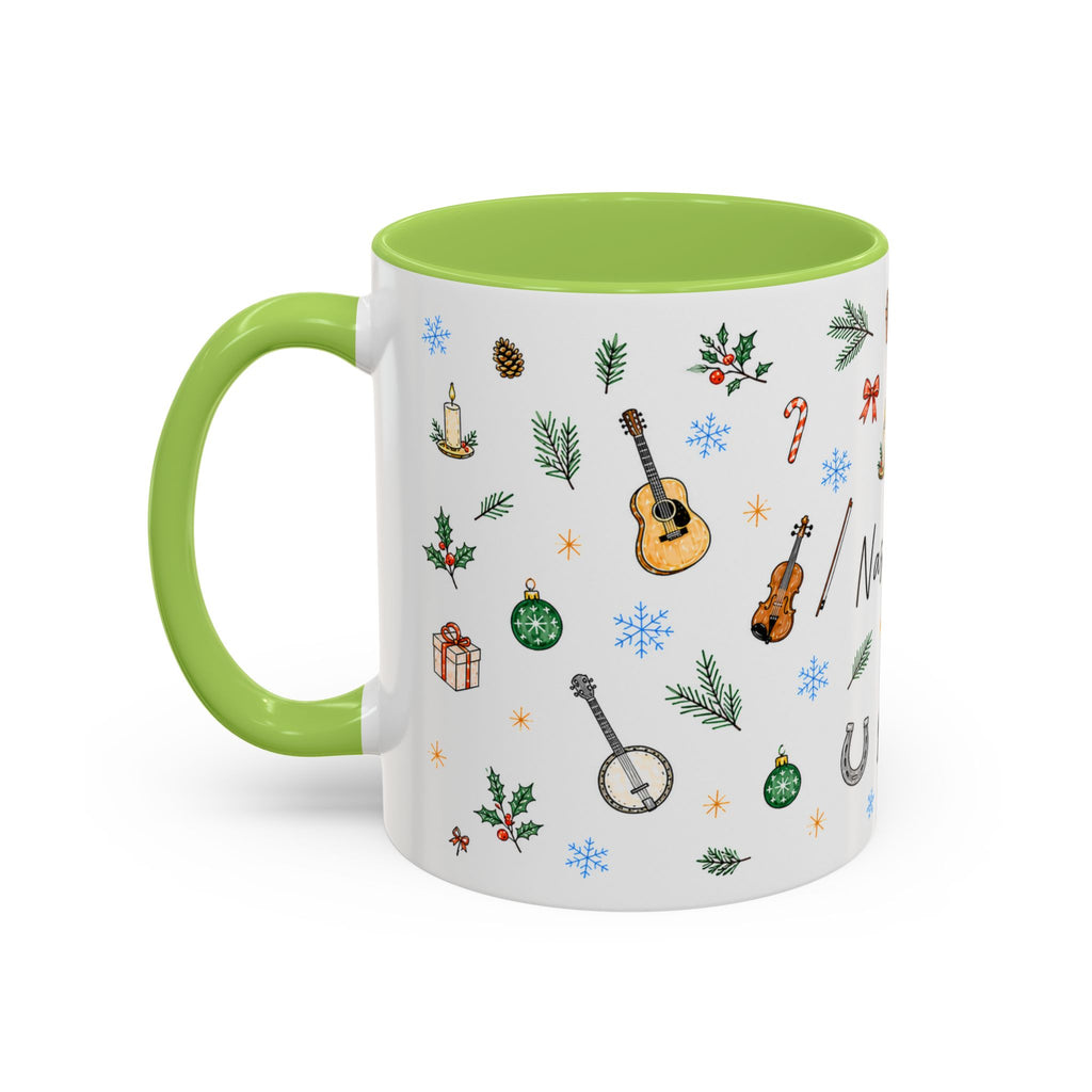 Nashville Christmas Mug | Watercolor City Souvenir, Acoustic Guitar, Harmonica (11oz 15oz)