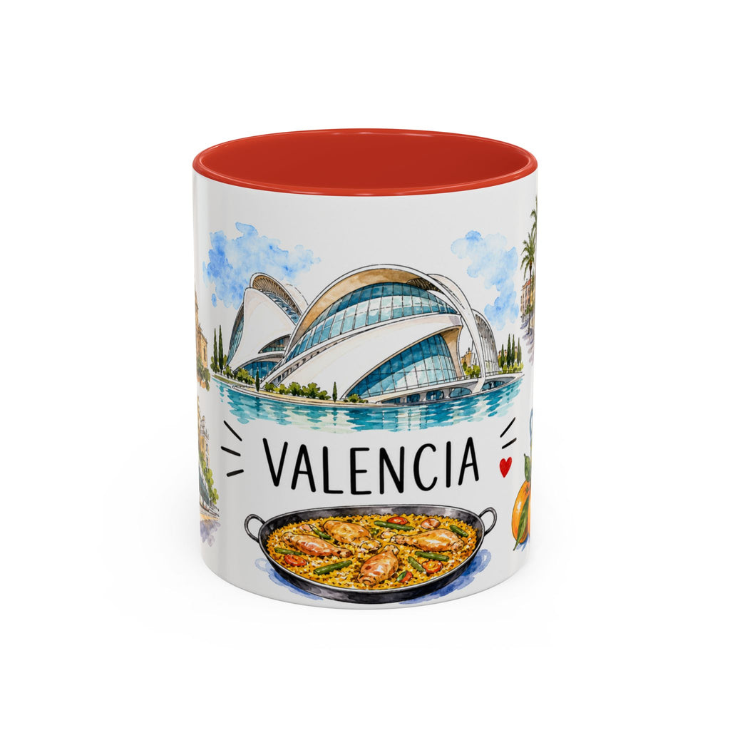 Valencia Illustrated Travel Mug | City Souvenir Accent Coffee Mug | 11oz 15oz Ceramic Cup