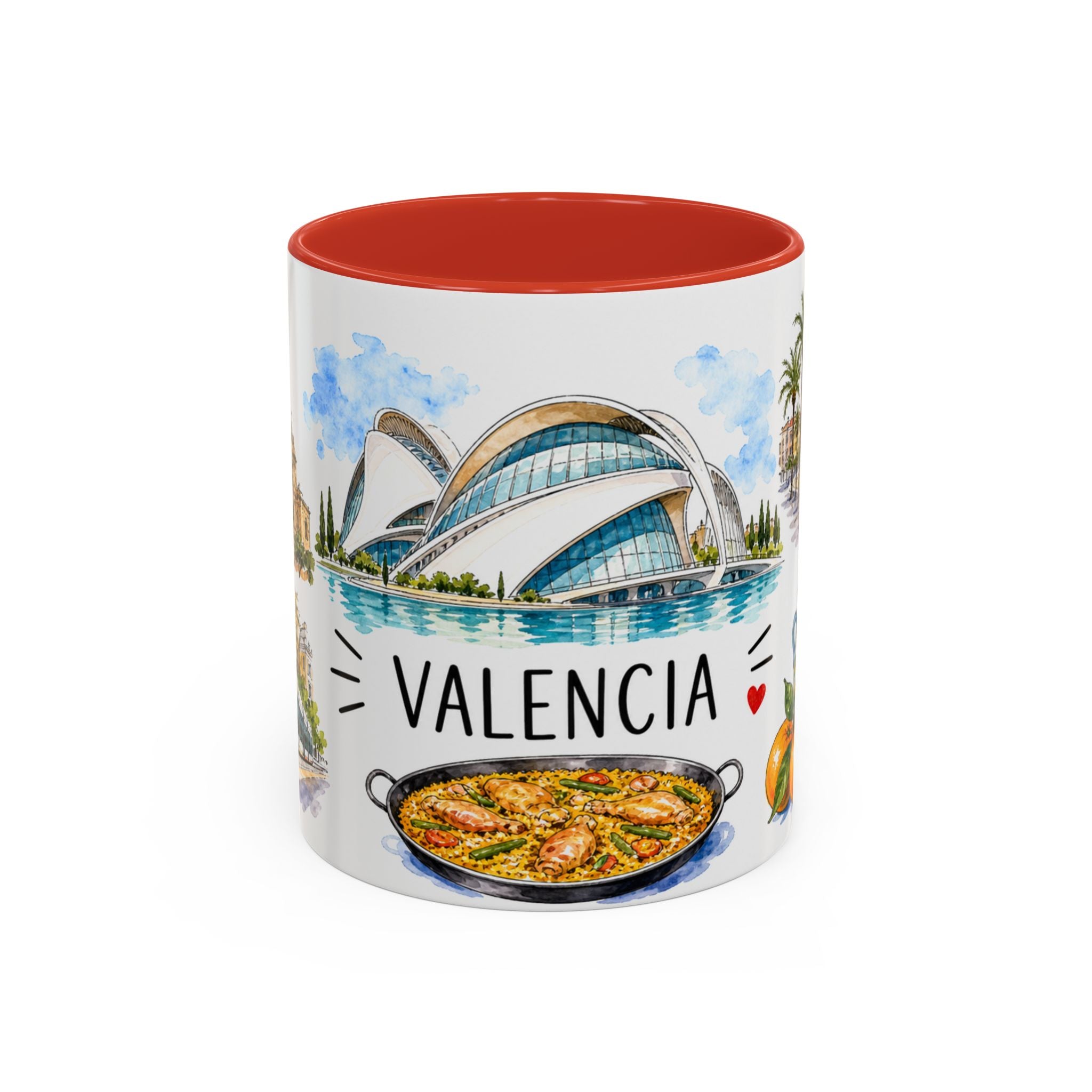 Valencia Illustrated Travel Mug | City Souvenir Accent Coffee Mug | 11oz 15oz Ceramic Cup