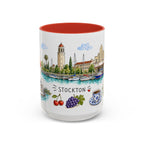 Stockton Illustrated Travel Mug | City Souvenir Accent Coffee Mug | 11oz 15oz Ceramic Cup