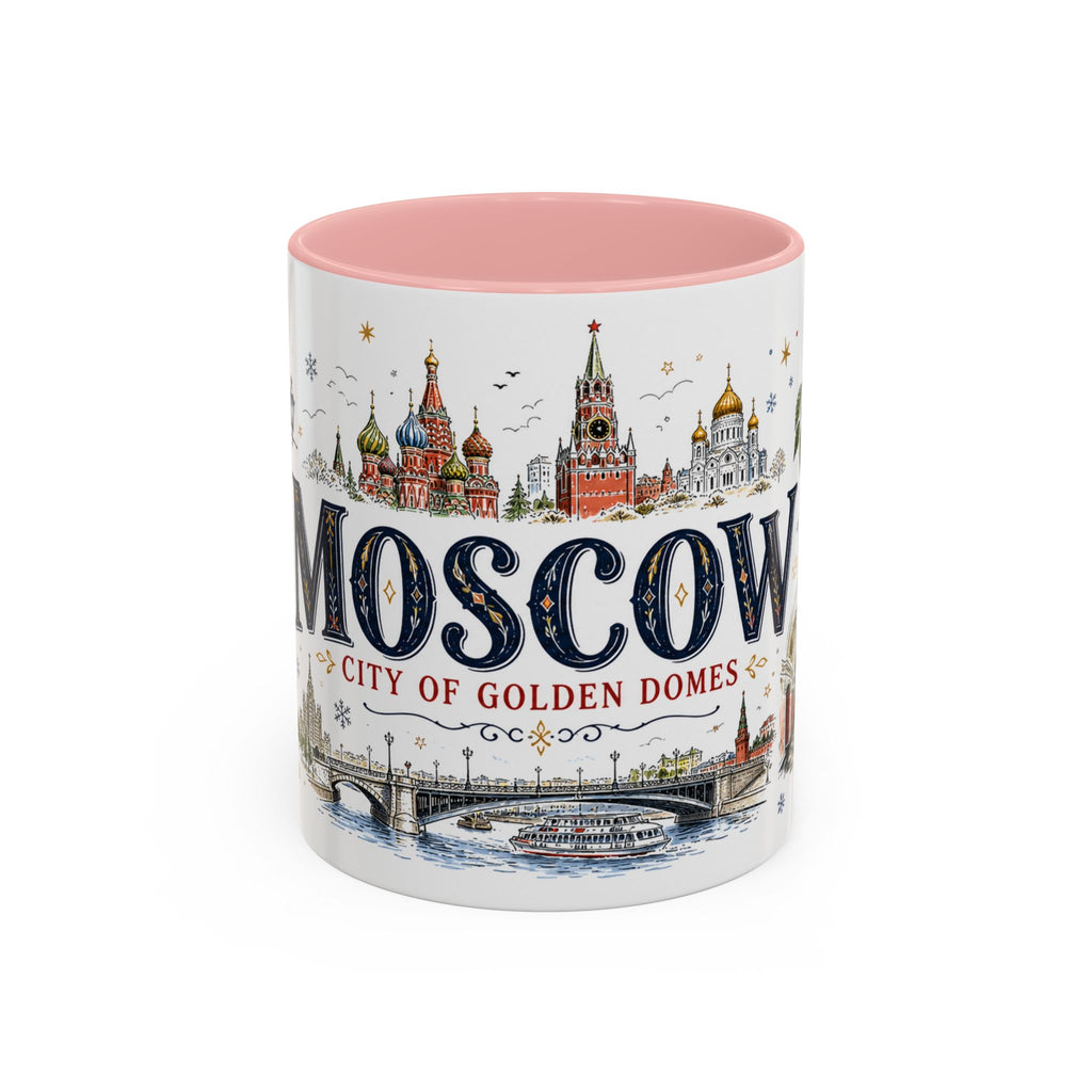 Moscow Coffee Mug | Russia Souvenir Travel Gift | Accent Color Ceramic 11oz 15oz