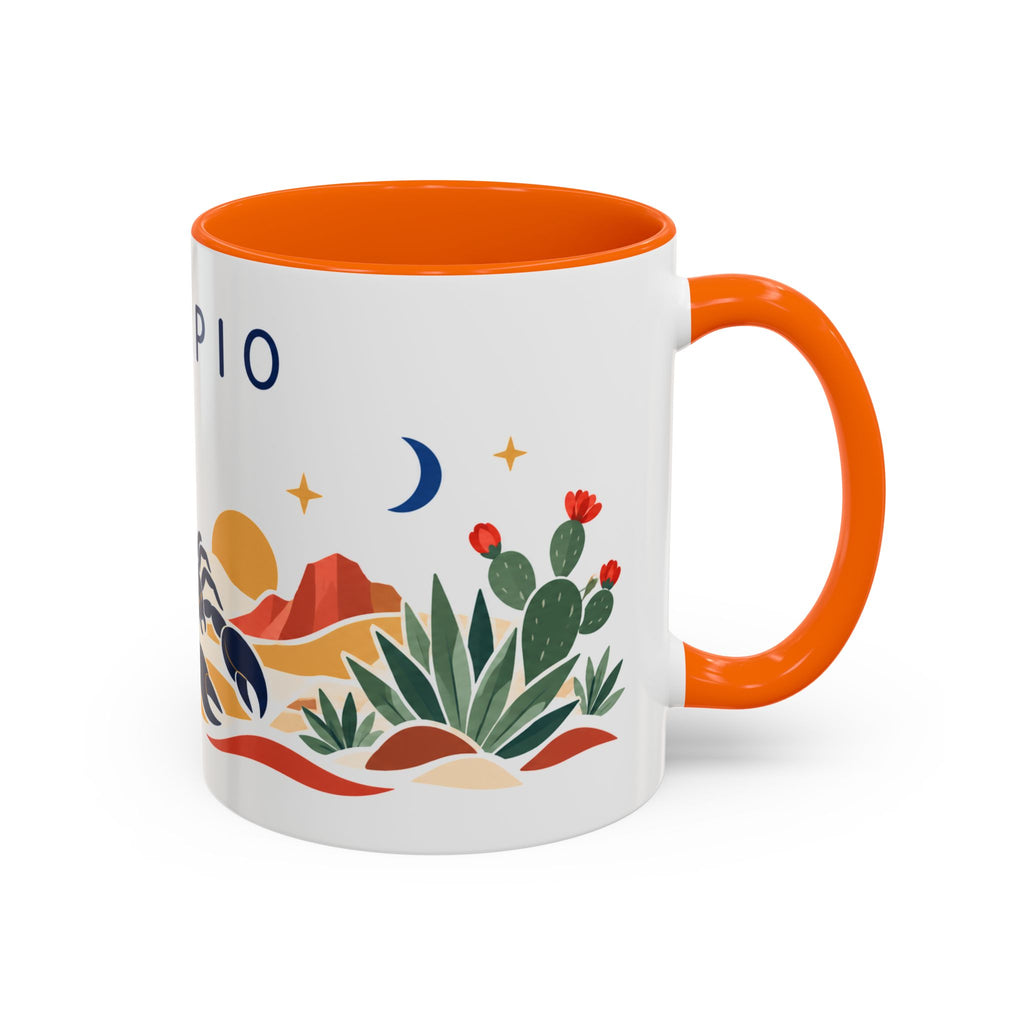 Scorpio Zodiac Coffee Mug | Scorpion and Desert Design | Astrology Birthday Gift | 11 oz 15 oz Ceramic Accent Mug
