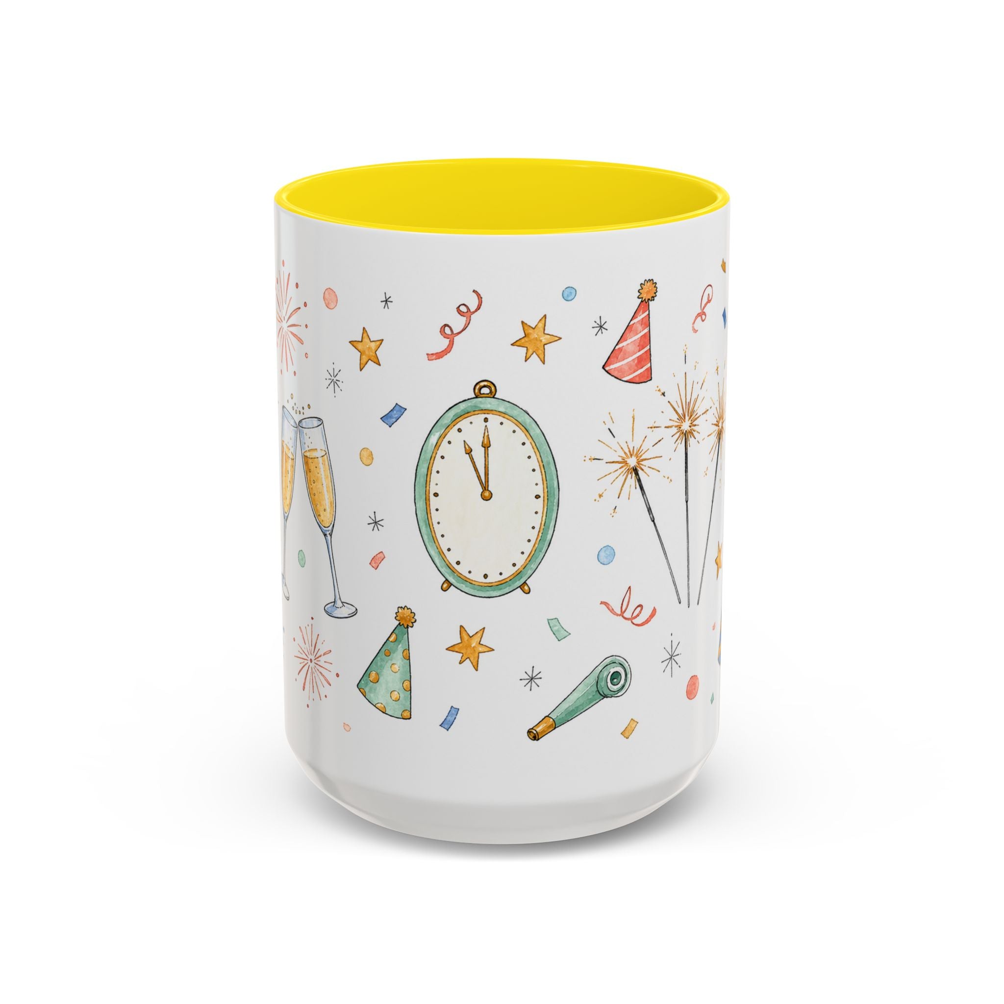 New Year Sparkler Mug | Champagne Toast Watercolor Party Gift | Accent Cup 11oz 15oz