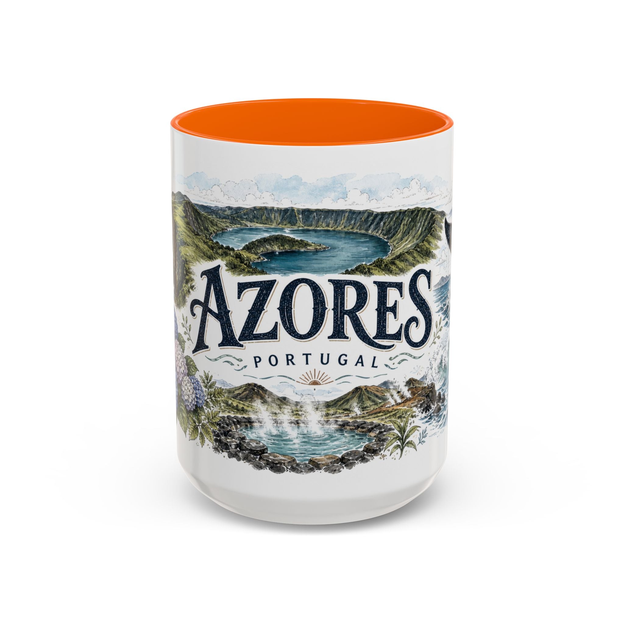 Azores Mug, Portugal Travel Souvenir, Bucket List Gift, Accent Ceramic Coffee Mug 11oz 15oz