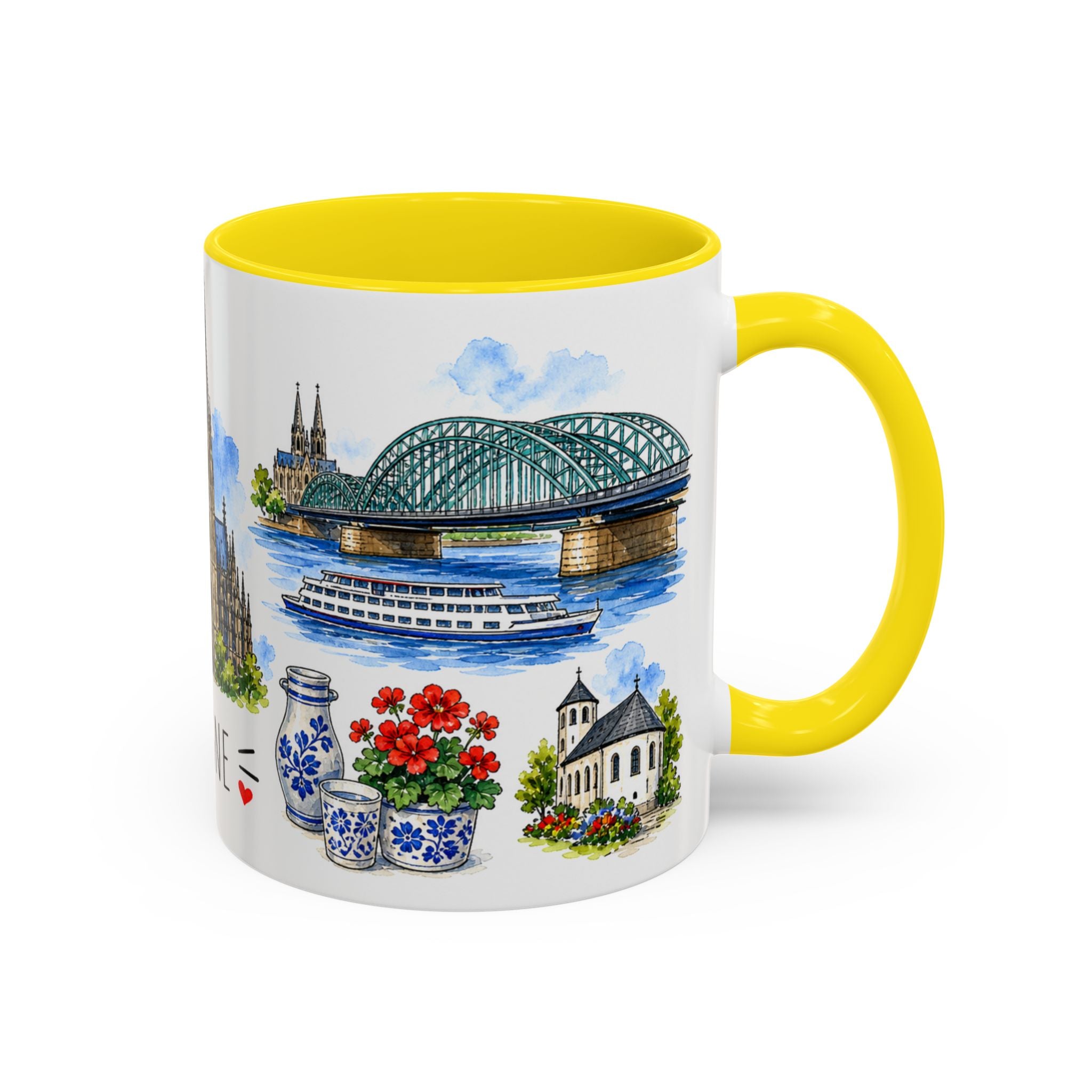 Cologne Illustrated Travel Mug | City Souvenir Accent Coffee Mug | 11oz 15oz Ceramic Cup