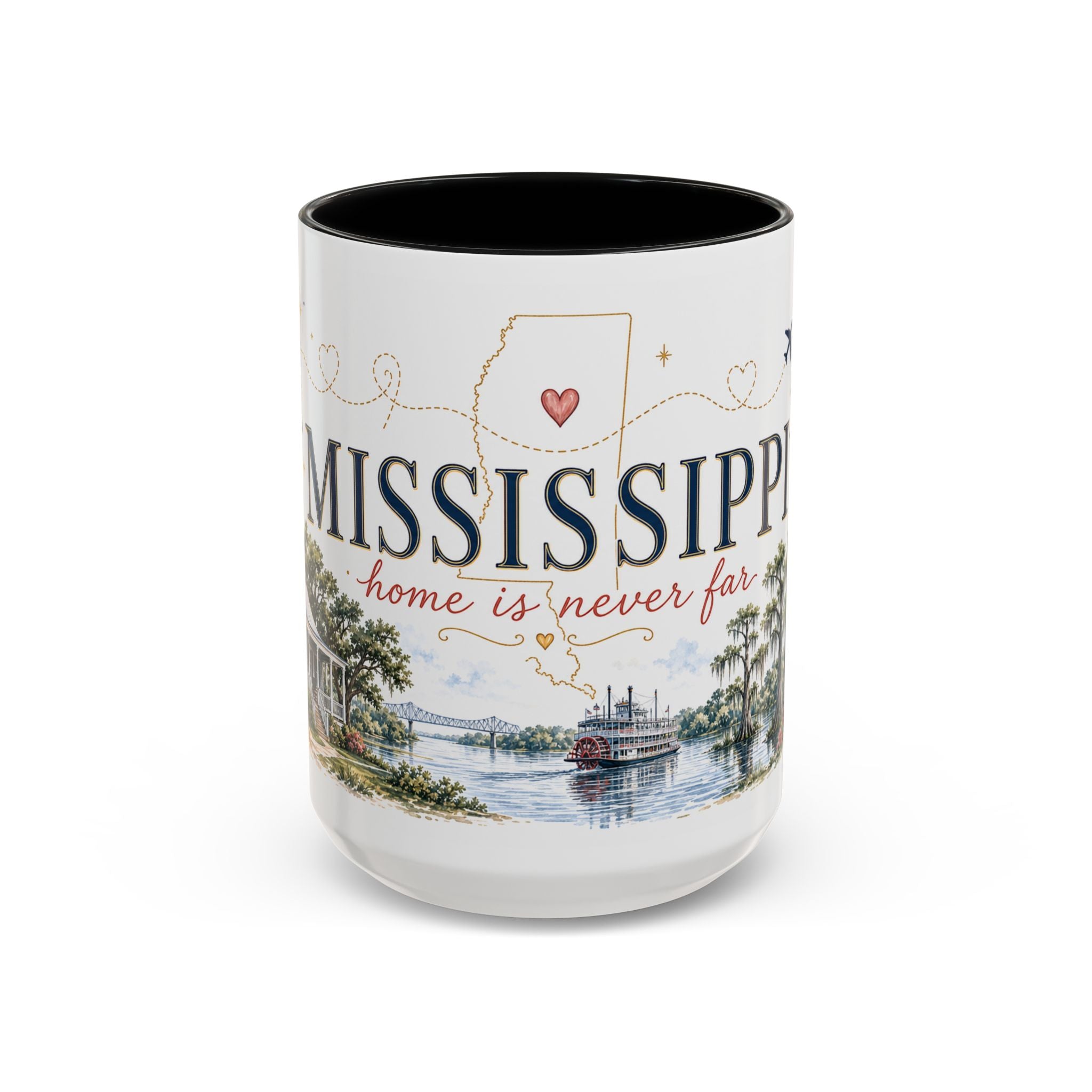 Mississippi State Map Mug | Moving Away, Homesick Gift | Botanical Accent Coffee Cup