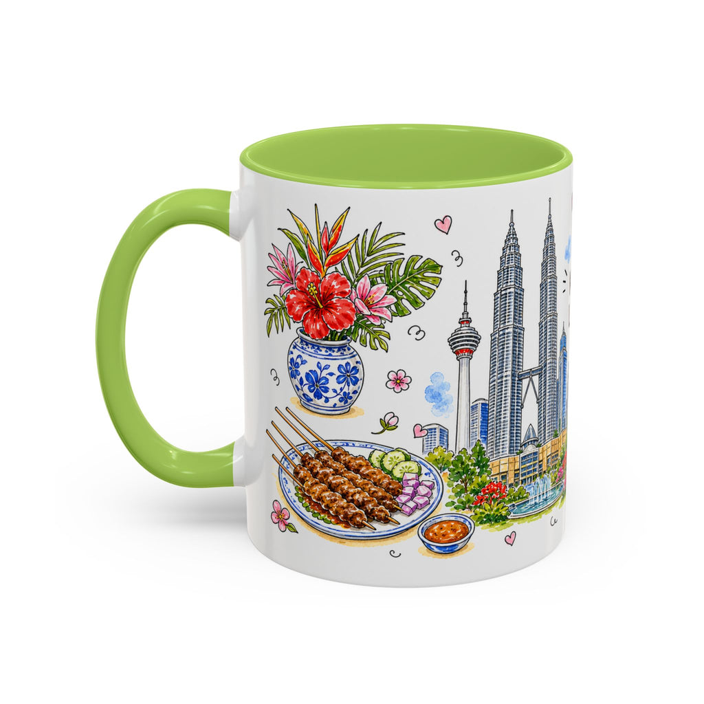 Kuala Lumpur Illustrated Travel Mug | City Souvenir Accent Coffee Mug | 11oz 15oz Ceramic Cup