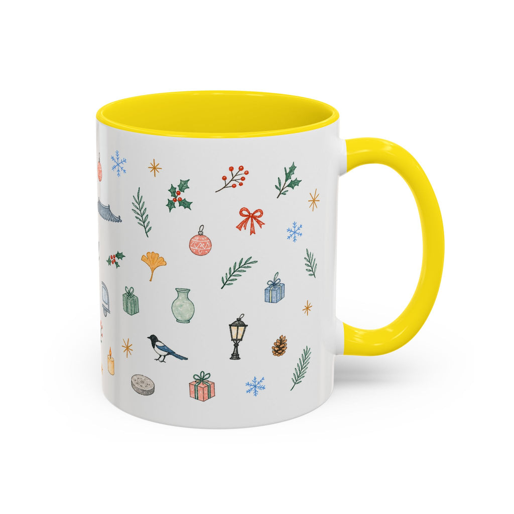 Seoul Christmas Mug | Watercolor Travel Souvenir | Holiday Gift | Accent Ceramic Coffee Cup 11oz 15oz