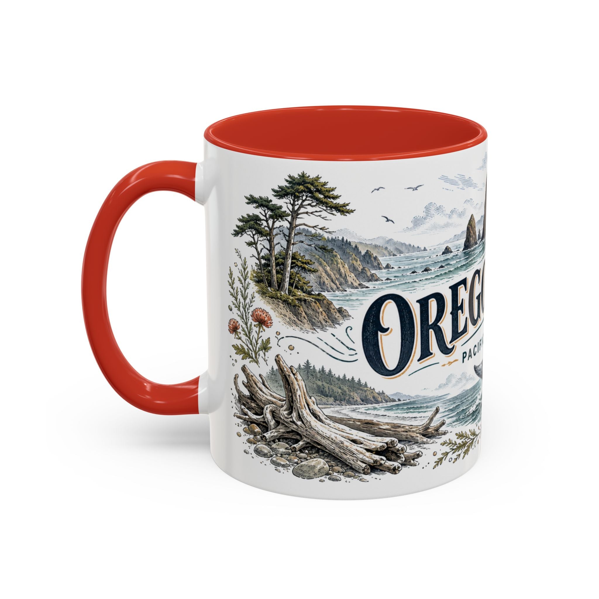Oregon Coast Mug, Pacific Northwest Travel Souvenir, Bucket List Gift, Accent Ceramic Coffee Mug 11oz 15oz