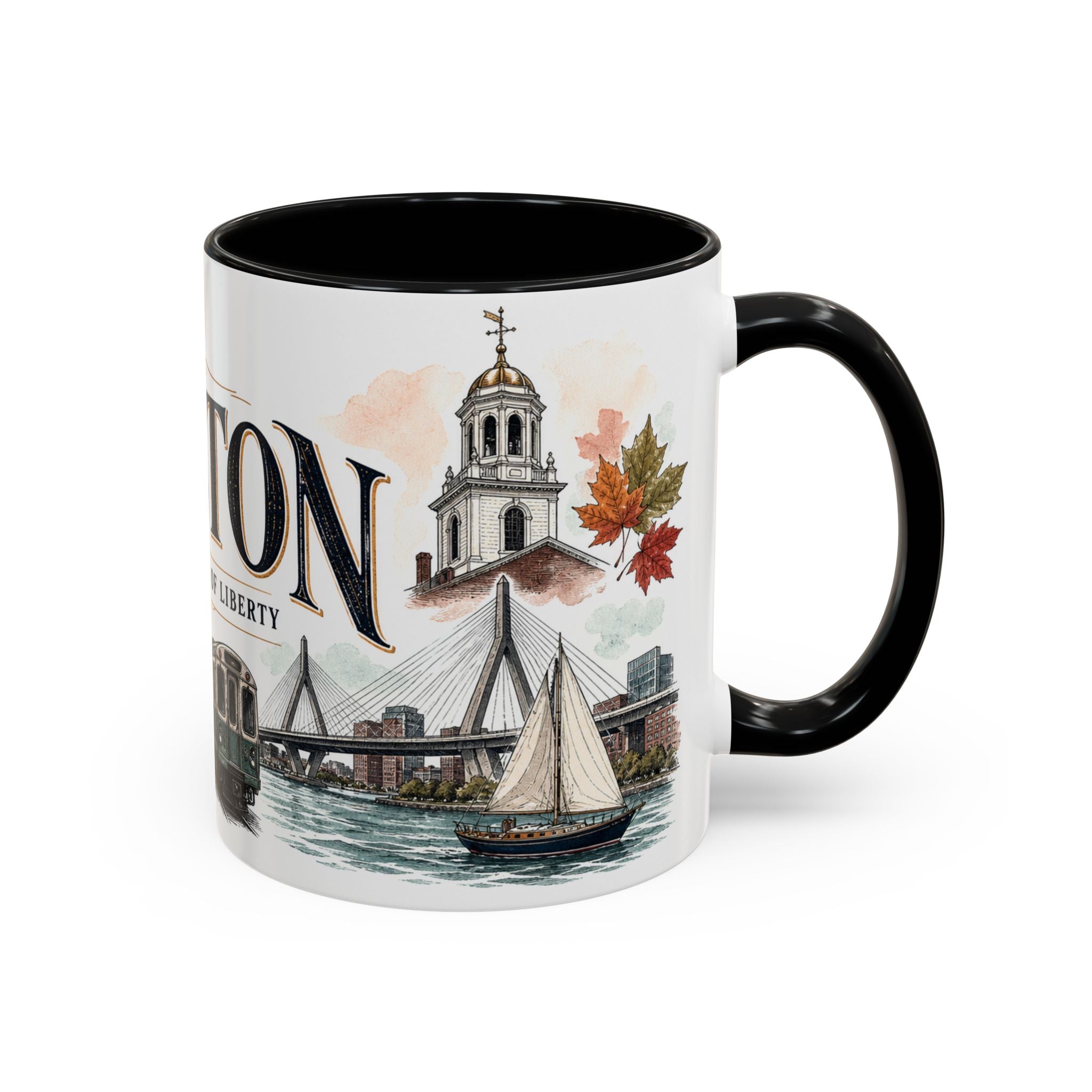 Boston Coffee Mug | United States Travel Souvenir | Vintage Illustrated City Gift | 11 oz 15 oz Accent Mug