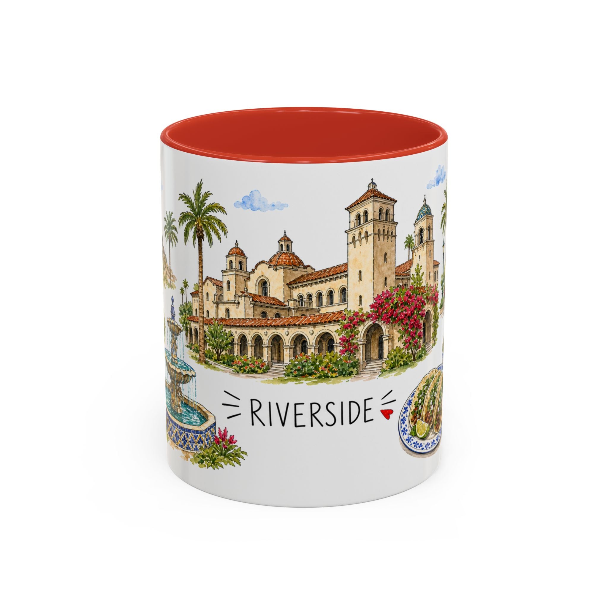 Riverside Illustrated Travel Mug | City Souvenir Accent Coffee Mug | 11oz 15oz Ceramic Cup