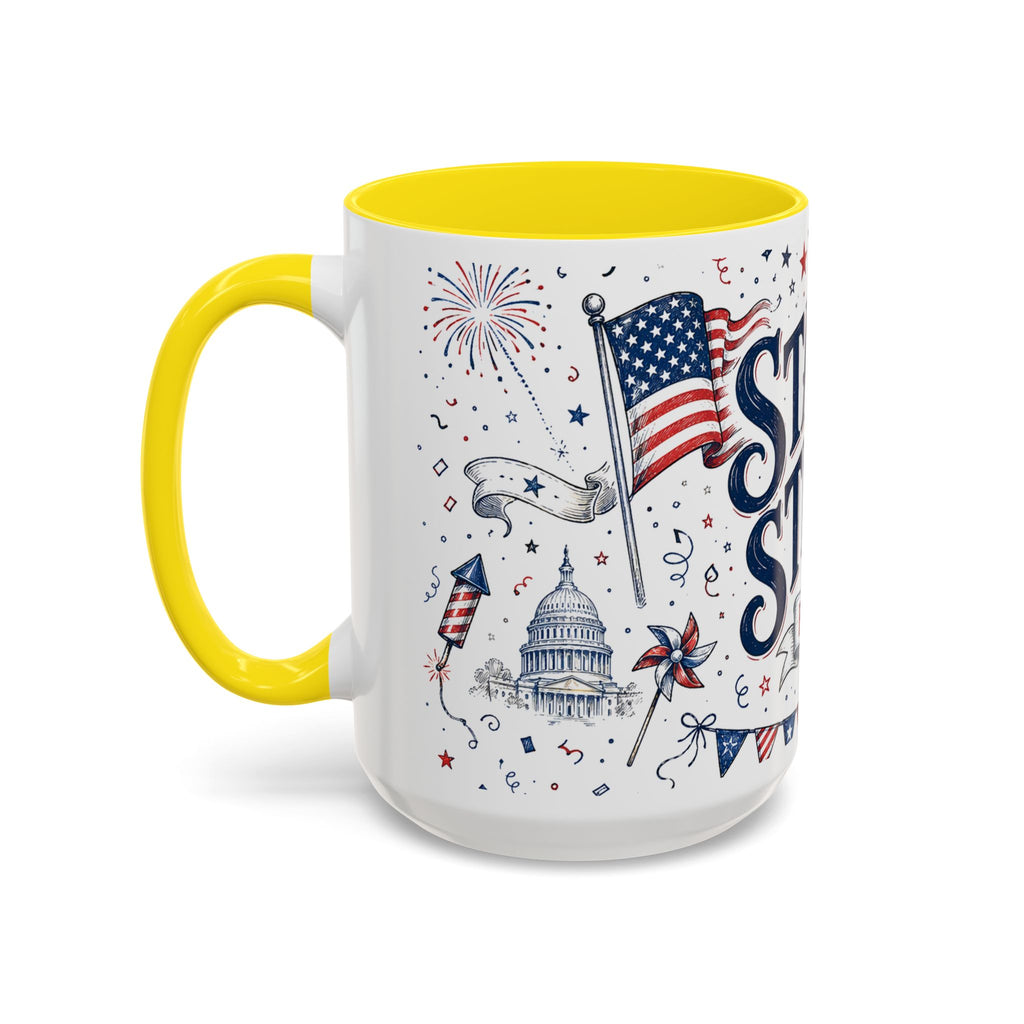 Stars and Stripes Forever Coffee Mug | Patriotic 4th of July Gift | Accent Color Ceramic 11oz 15oz