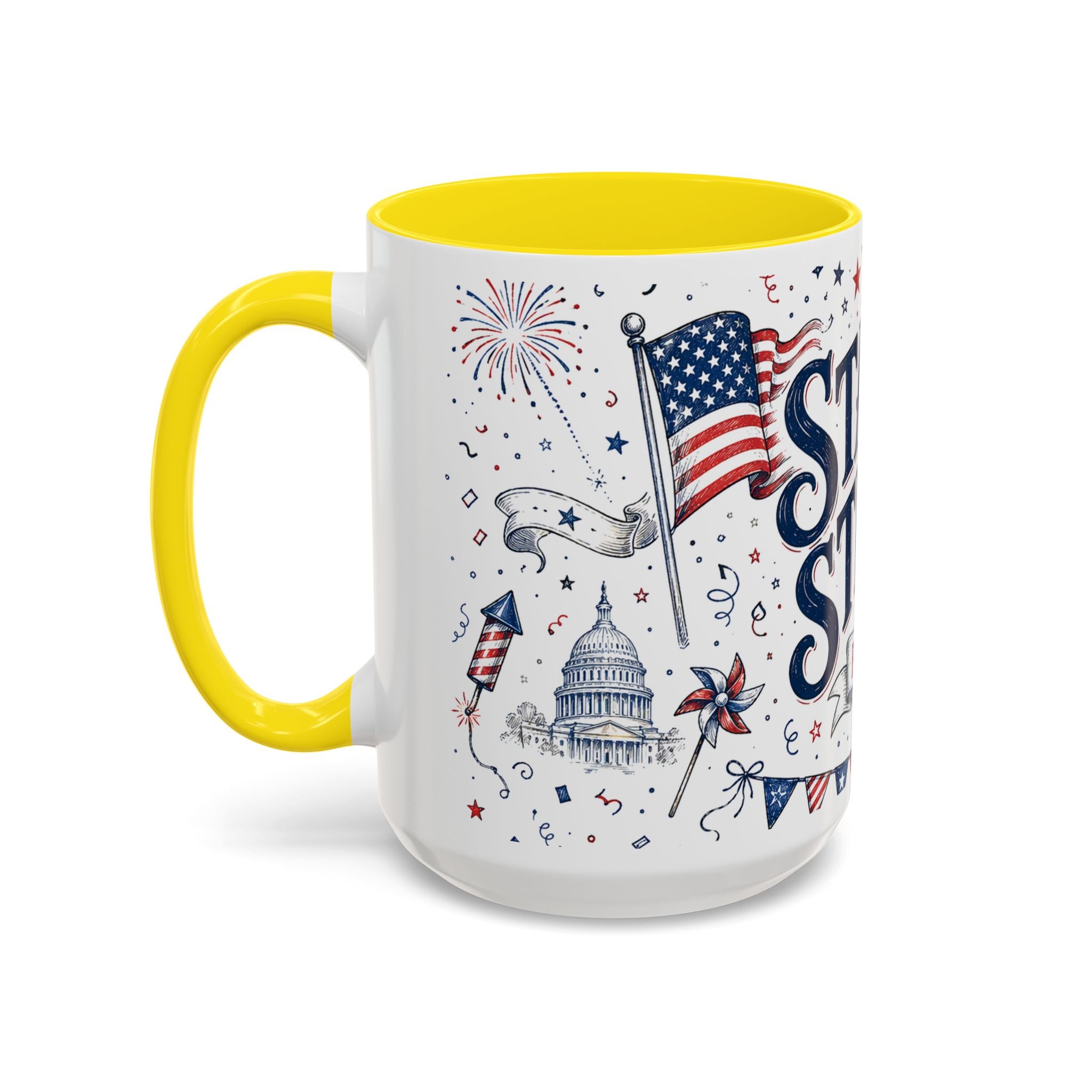 Stars and Stripes Forever Coffee Mug | Patriotic 4th of July Gift | Accent Color Ceramic 11oz 15oz