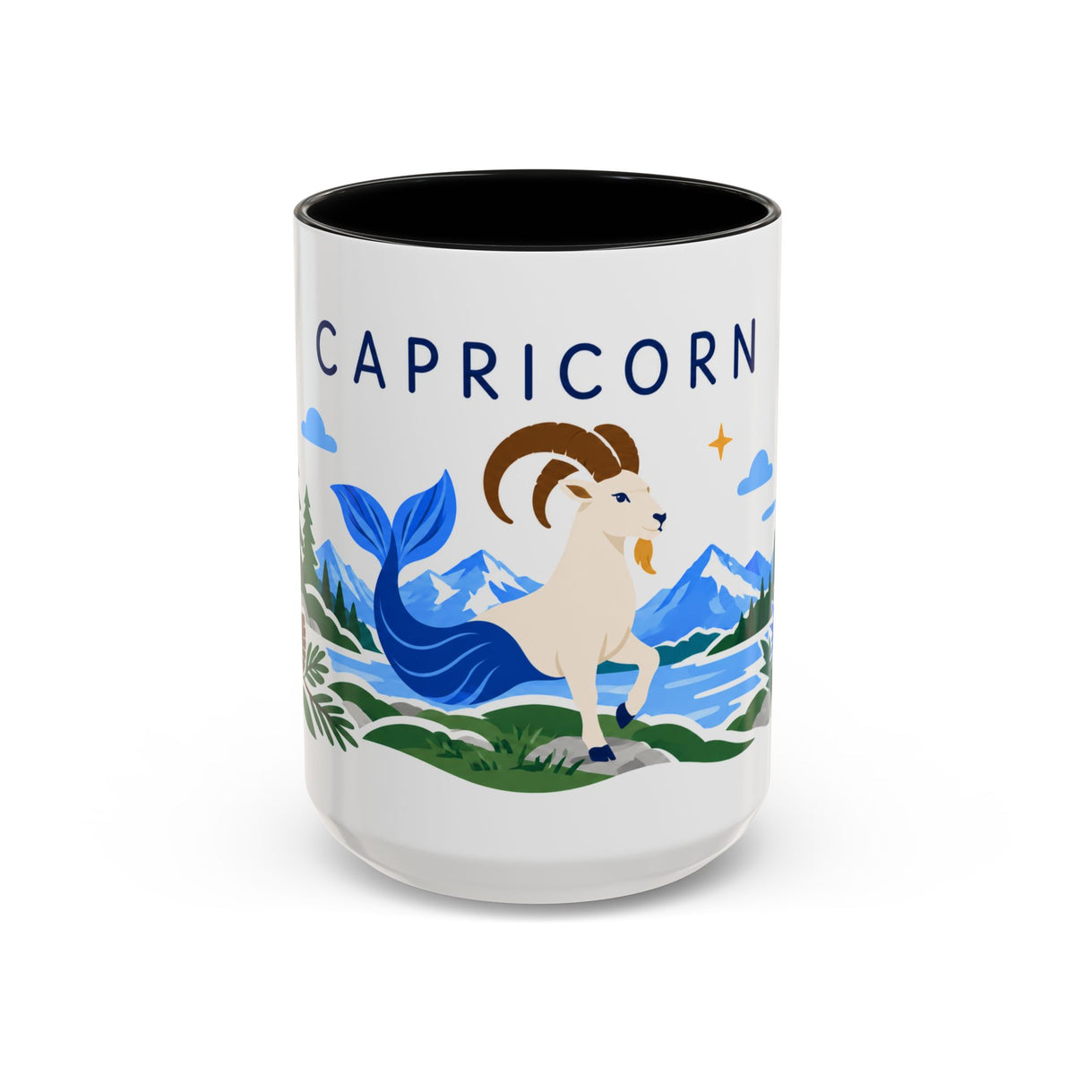 Capricorn Zodiac Coffee Mug | Sea Goat and Floral Design | Astrology Birthday Gift | 11 oz 15 oz Ceramic Accent Mug
