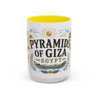 Pyramids of Giza Coffee Mug | Travel Destination Souvenir Gift | Accent Color Ceramic 11oz 15oz