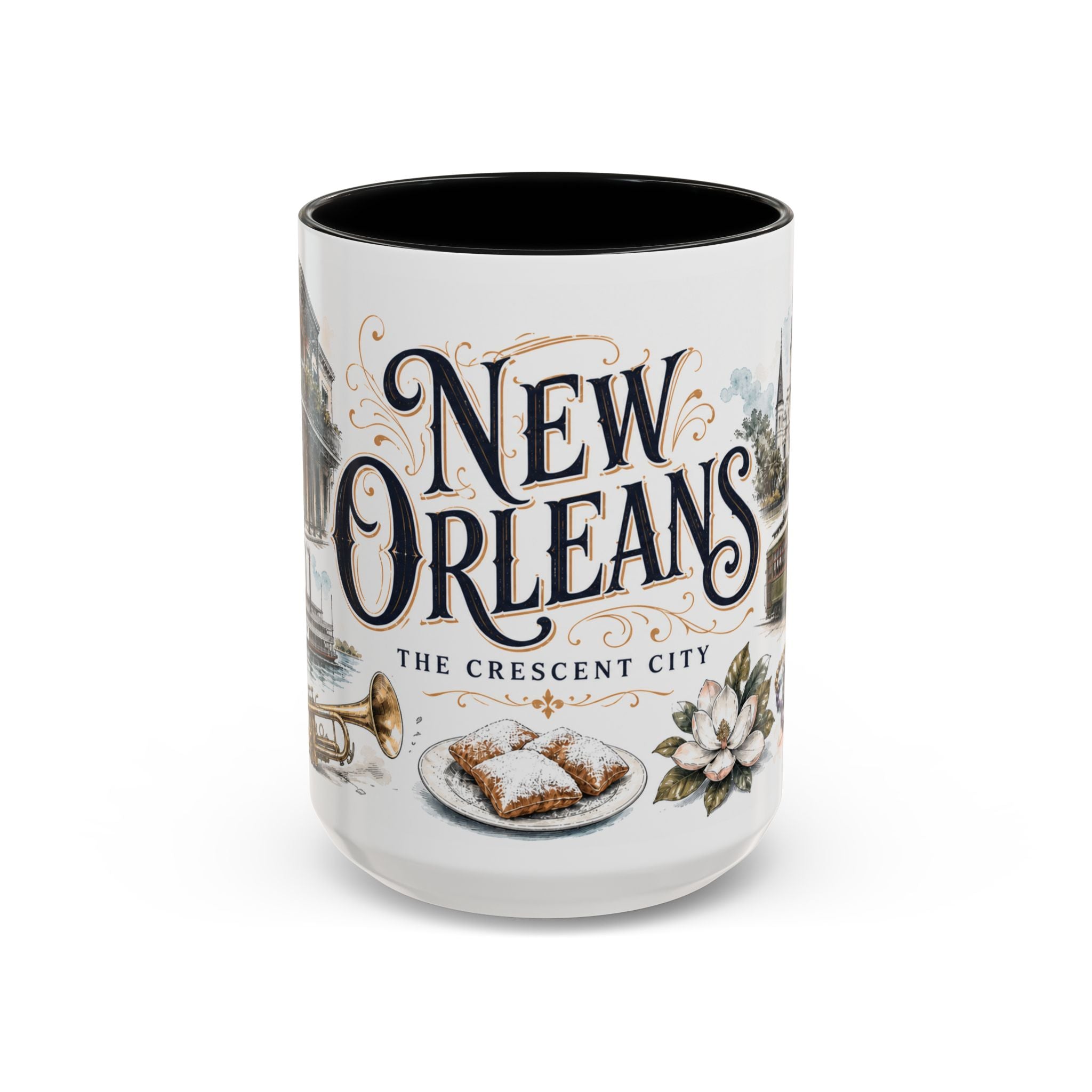 New Orleans Coffee Mug | United States Travel Souvenir | Vintage Illustrated City Gift | 11 oz 15 oz Accent Mug