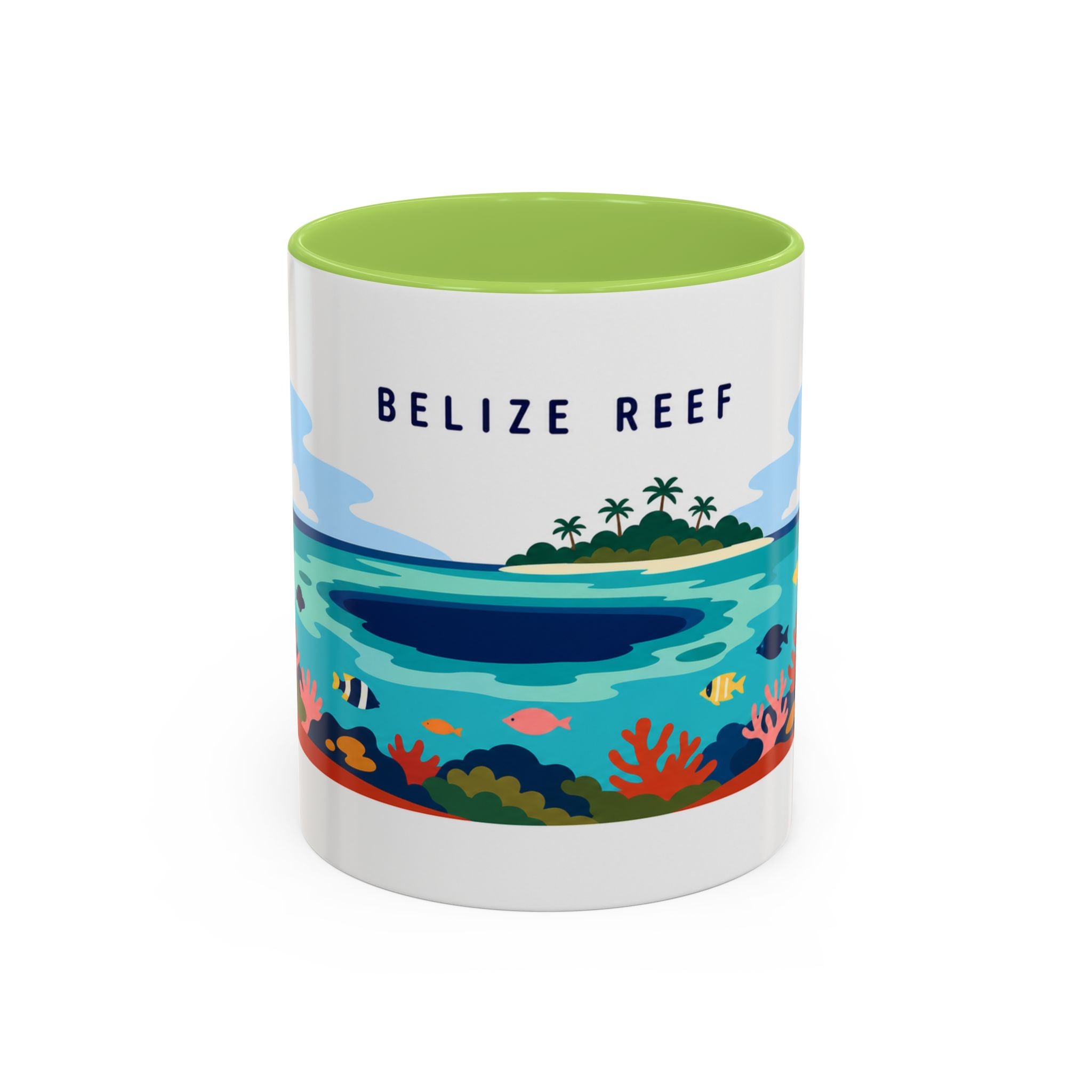 Belize Reef Coffee Mug | Travel Destination Souvenir Gift | Accent Color Ceramic 11oz 15oz