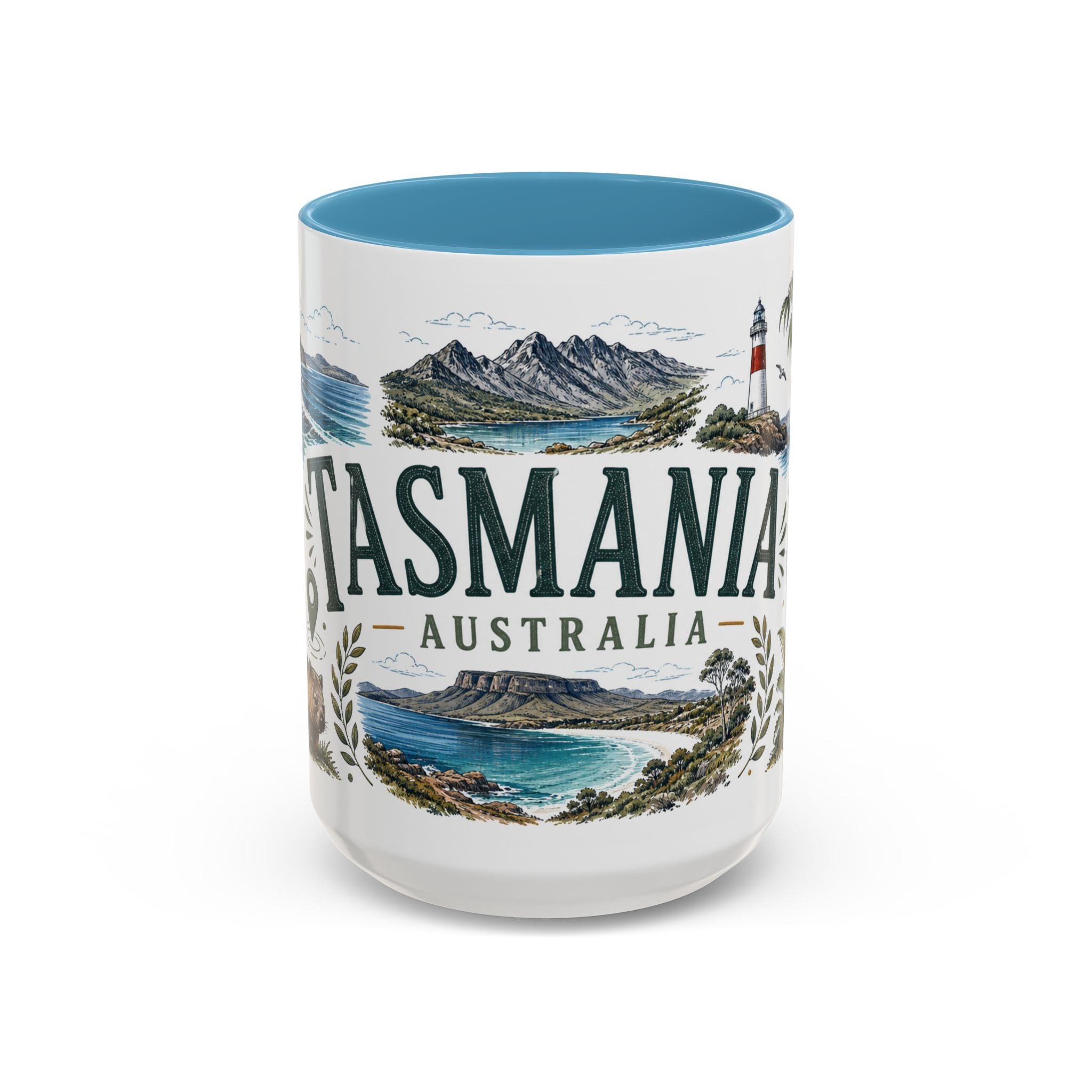 Tasmania Coffee Mug | Travel Destination Souvenir Gift | Accent Color Ceramic 11oz 15oz