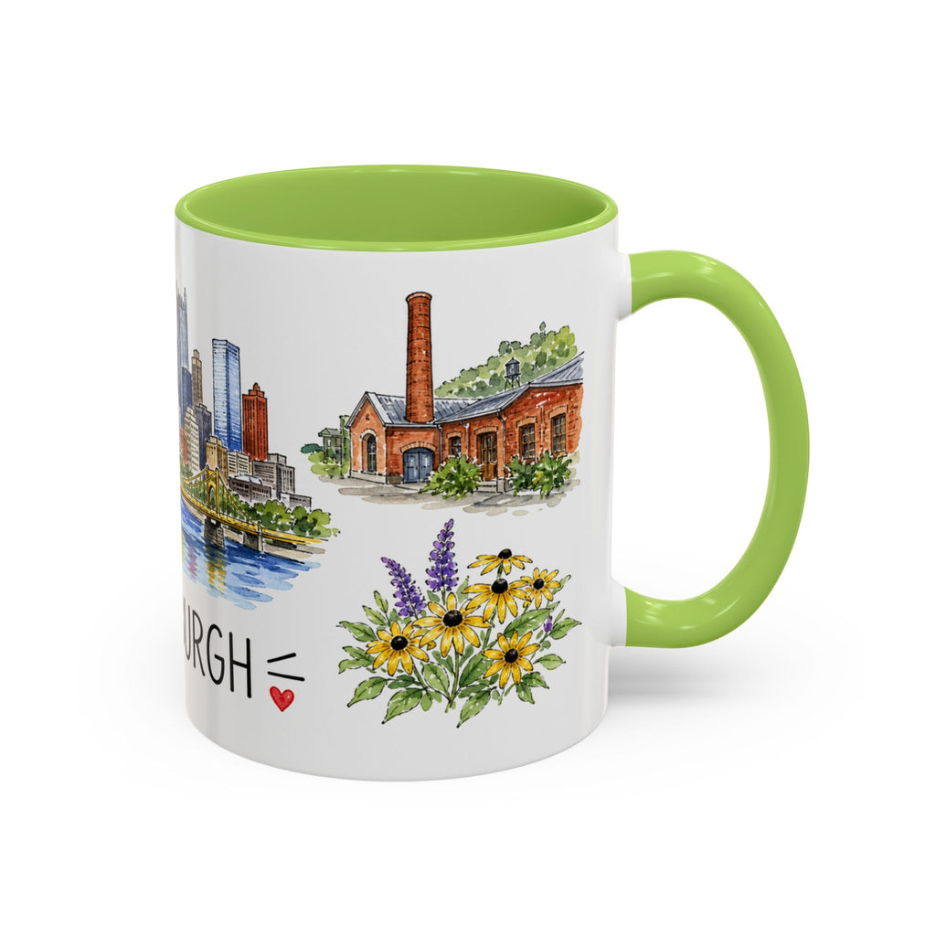 Pittsburgh Illustrated Travel Mug | City Souvenir Accent Coffee Mug | 11oz 15oz Ceramic Cup