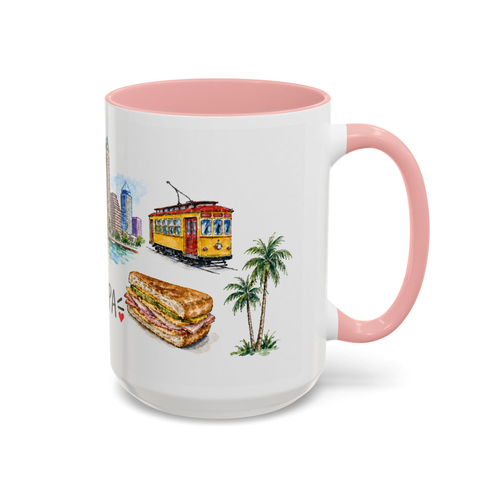 Tampa Illustrated Travel Mug | City Souvenir Accent Coffee Mug | 11oz 15oz Ceramic Cup