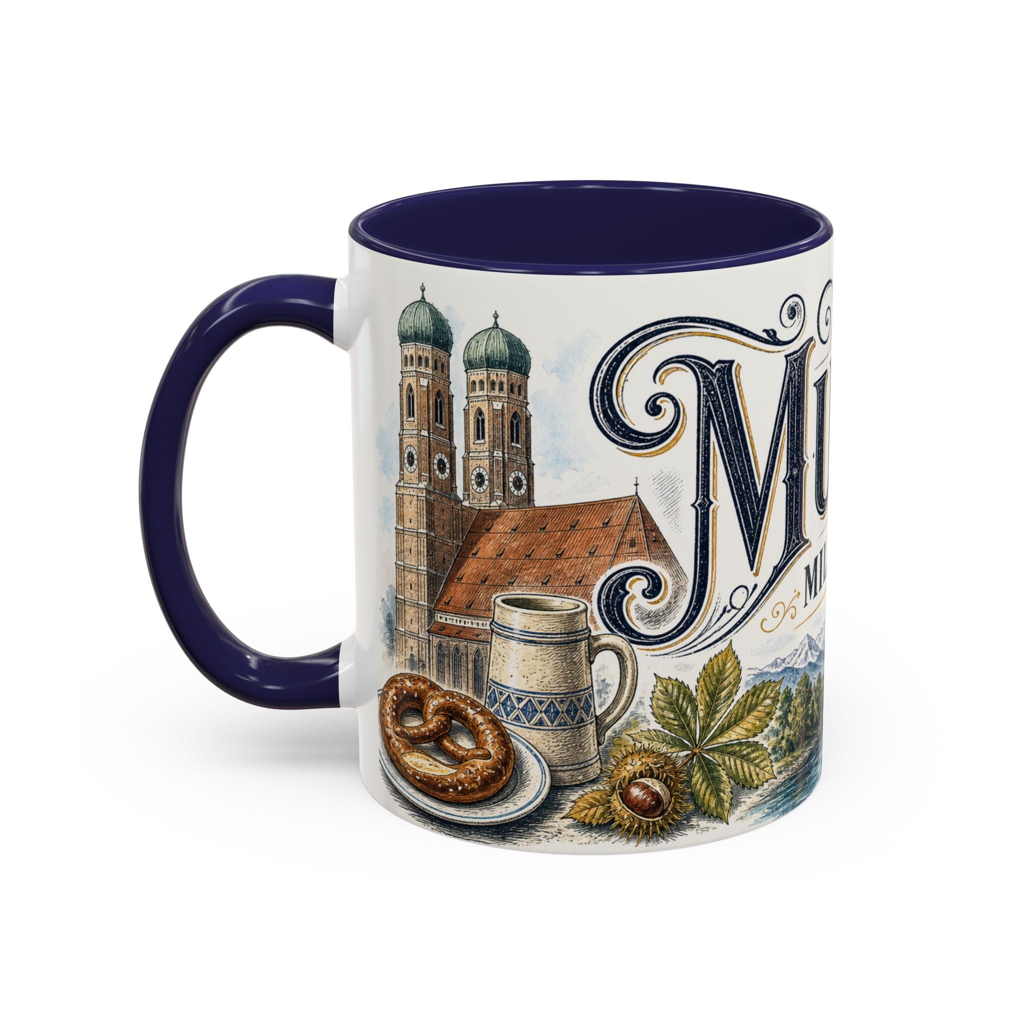 Munich Coffee Mug | Germany Travel Souvenir | Vintage Illustrated City Gift | 11 oz 15 oz Accent Mug