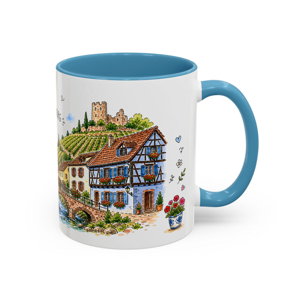 Kaysersberg Illustrated Travel Mug | France Souvenir Accent Coffee Mug | 11oz 15oz Ceramic Cup