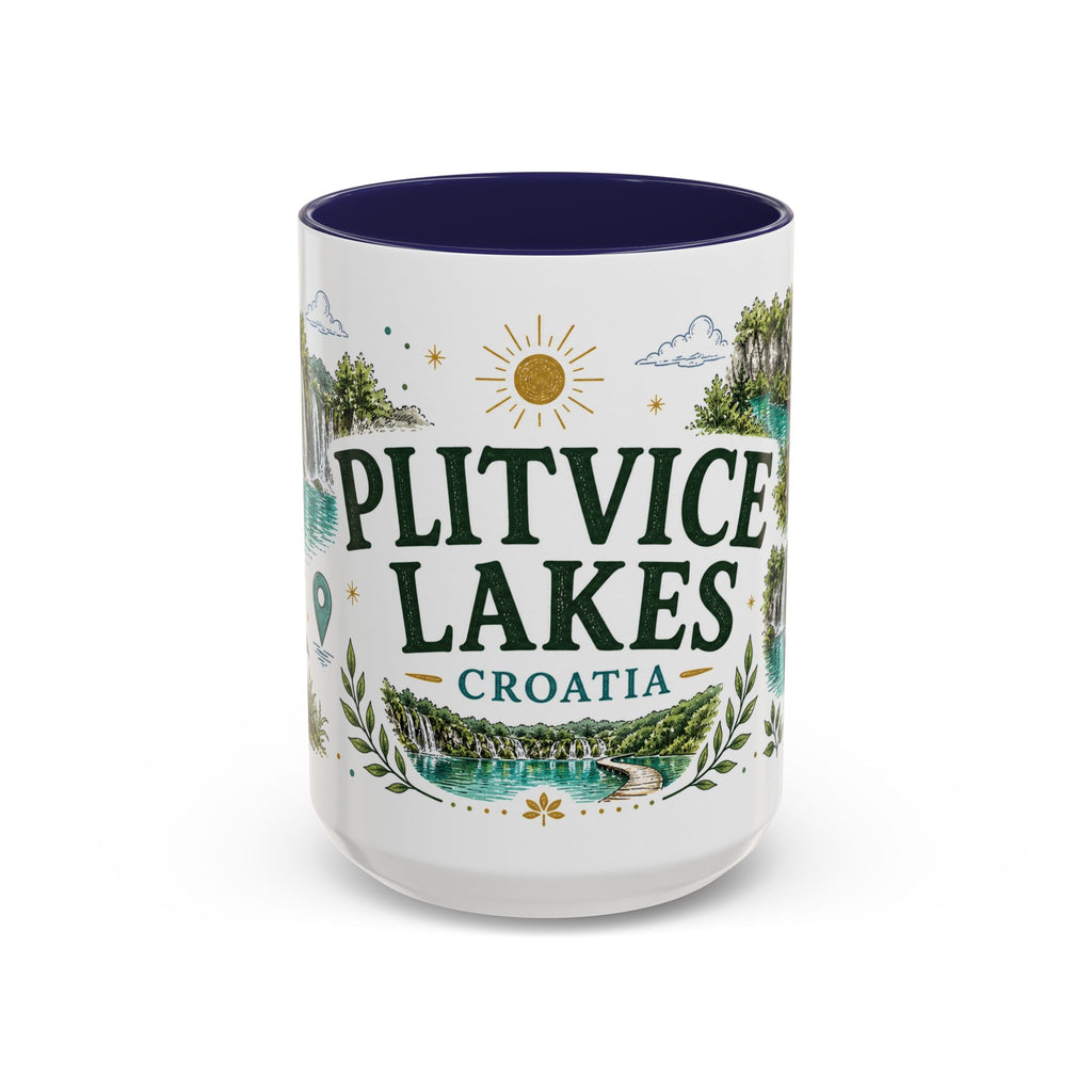 Plitvice Lakes Coffee Mug | Travel Destination Souvenir Gift | Accent Color Ceramic 11oz 15oz