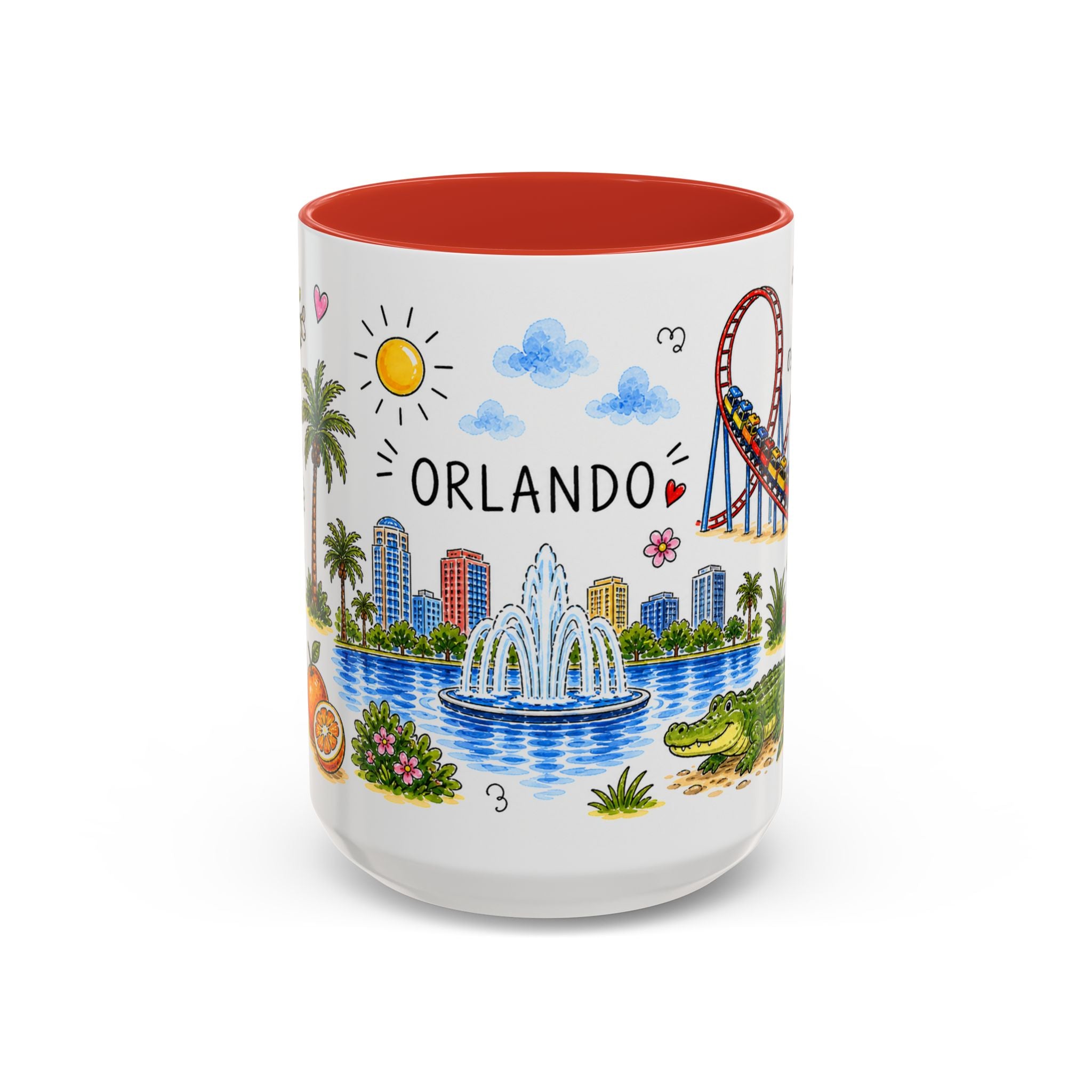 Orlando Illustrated Travel Mug | City Souvenir Accent Coffee Mug | 11oz 15oz Ceramic Cup