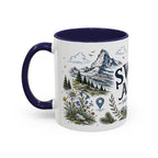 Swiss Alps Coffee Mug | Travel Destination Souvenir Gift | Accent Color Ceramic 11oz 15oz